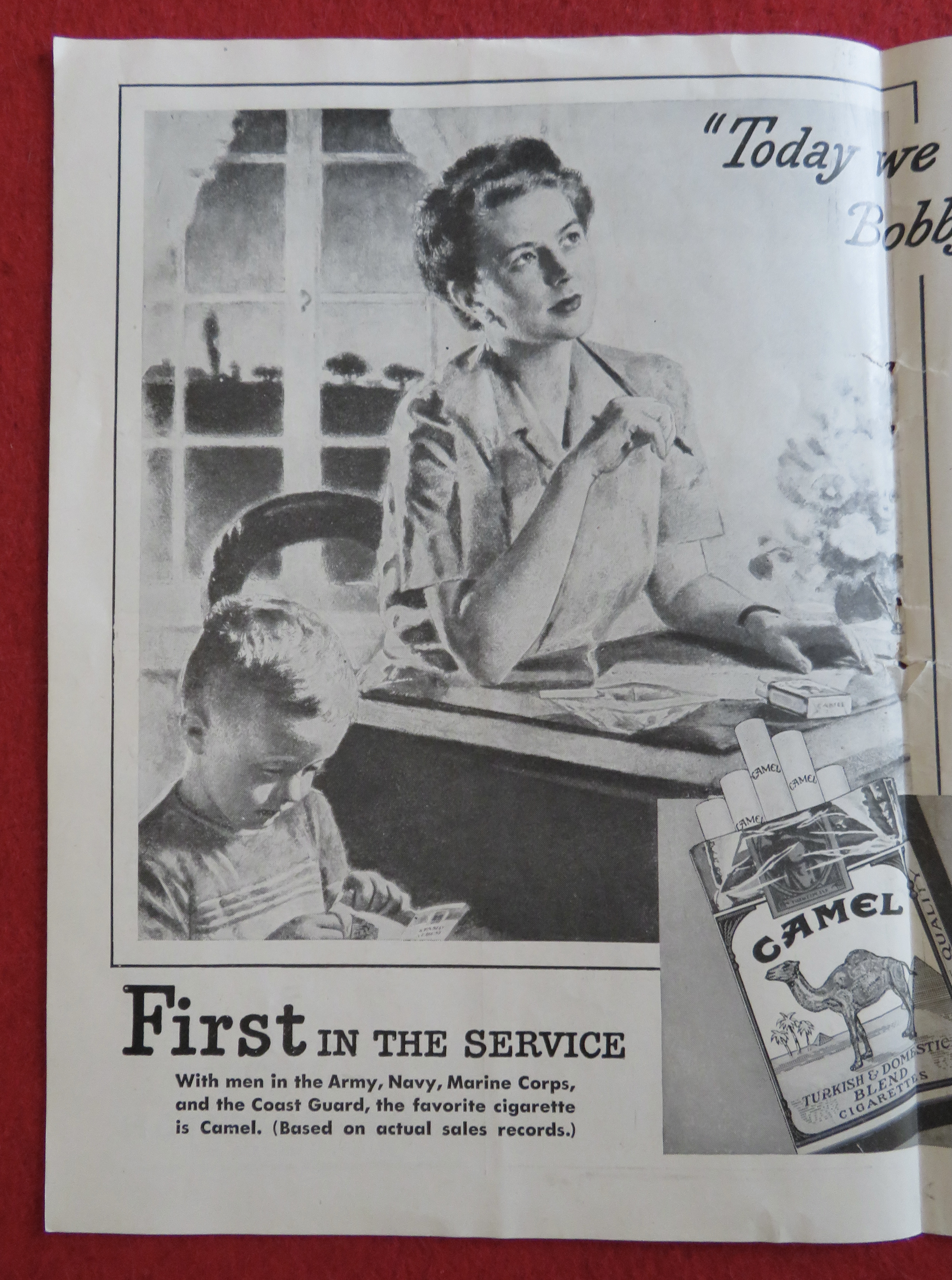 1943 Camel Cigarettes with Woman Writing A Soldier