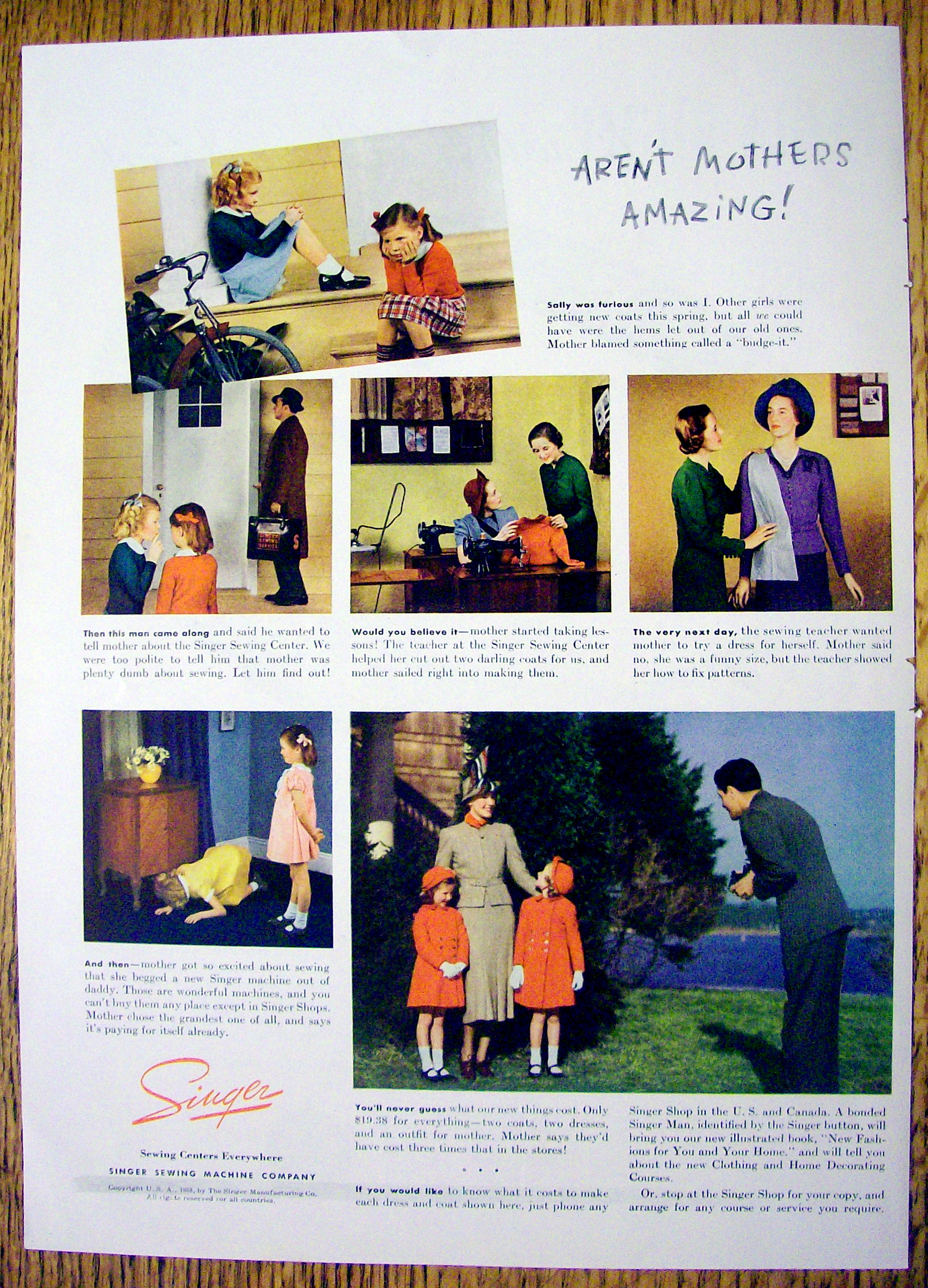 1938 Singer Sewing Machine with 2 Little Girls