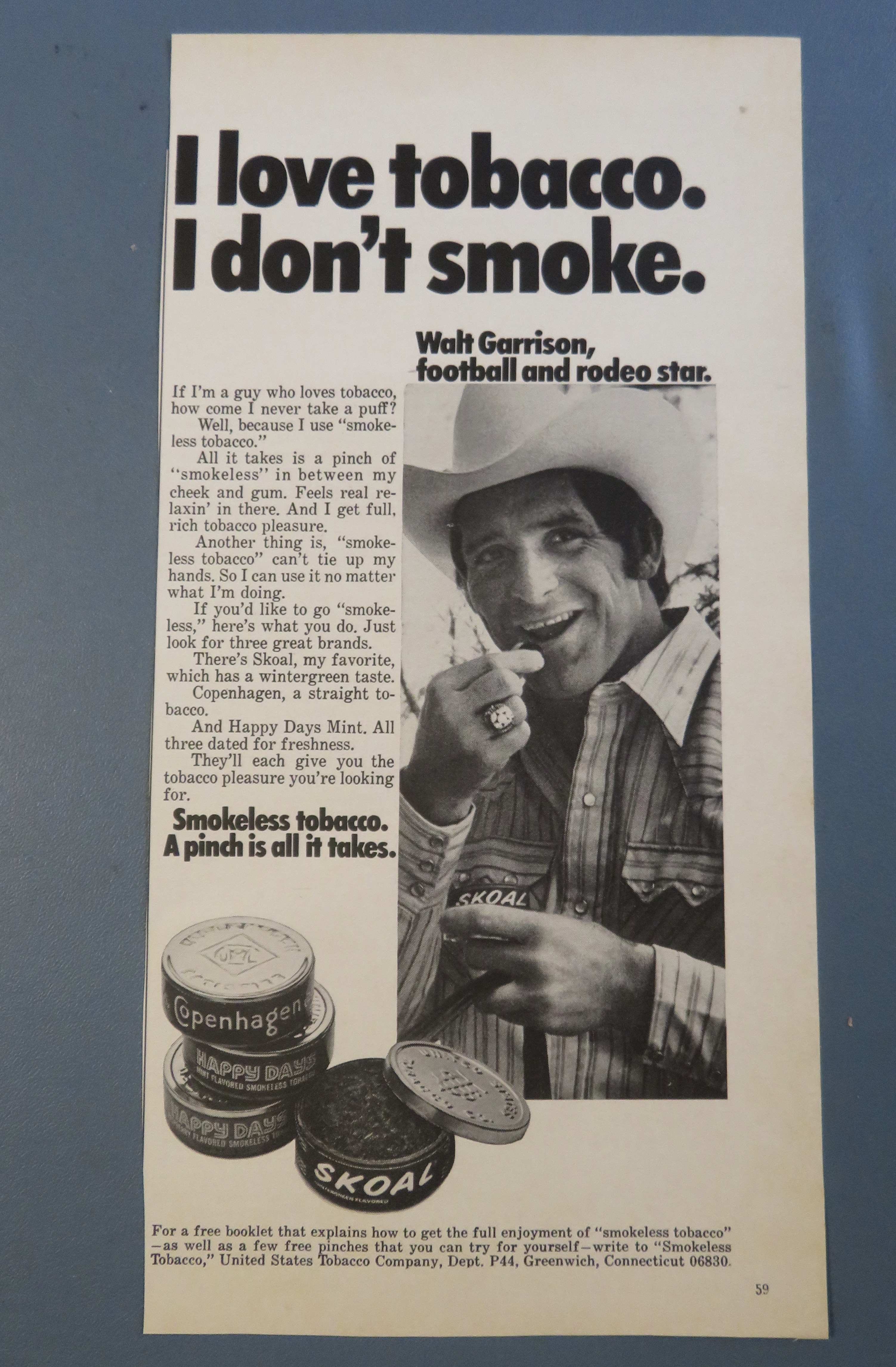 1975 Copenhagen Tobacco with Football's Walt Garrison
