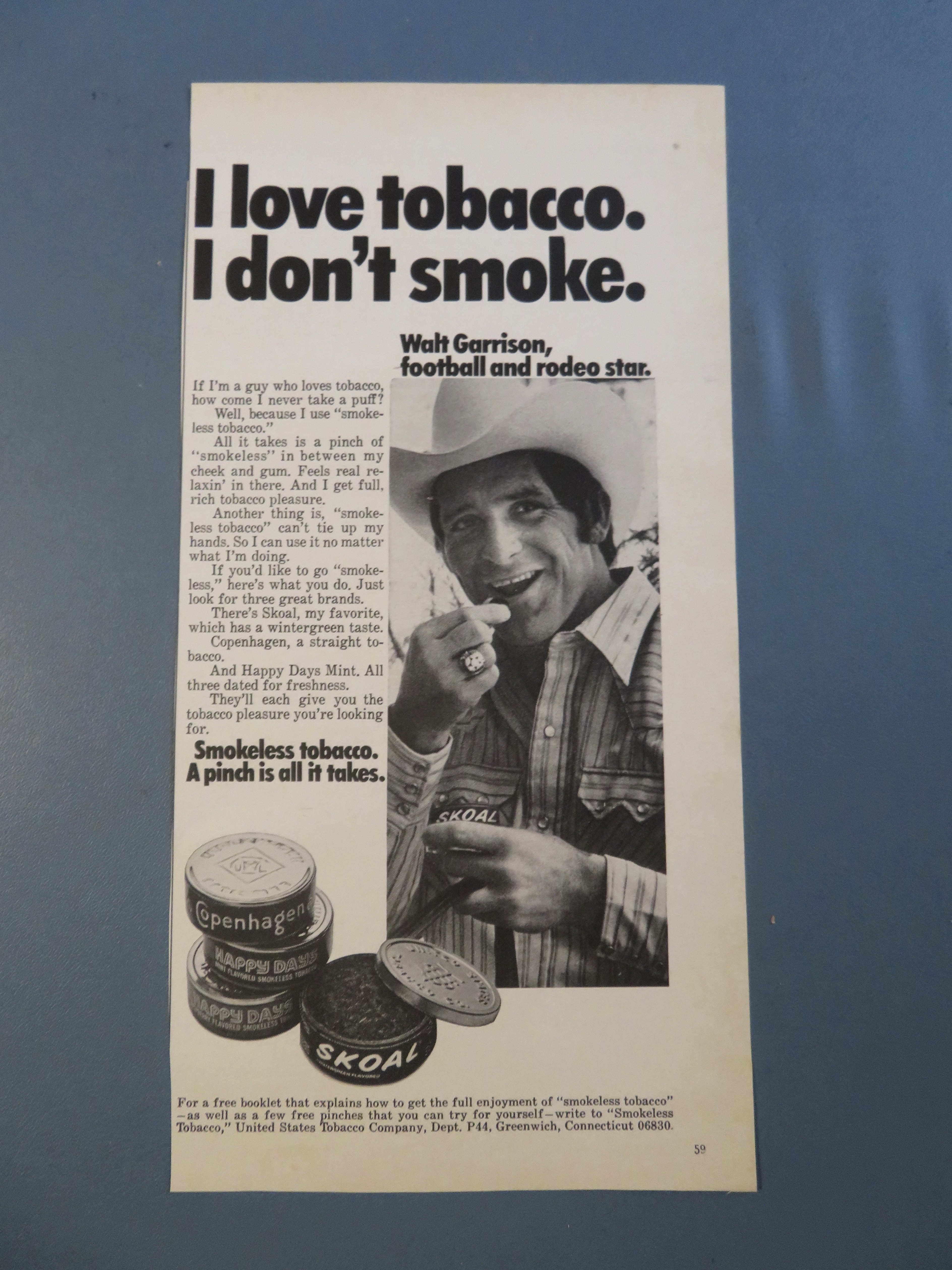 1975 Copenhagen Tobacco with Football's Walt Garrison