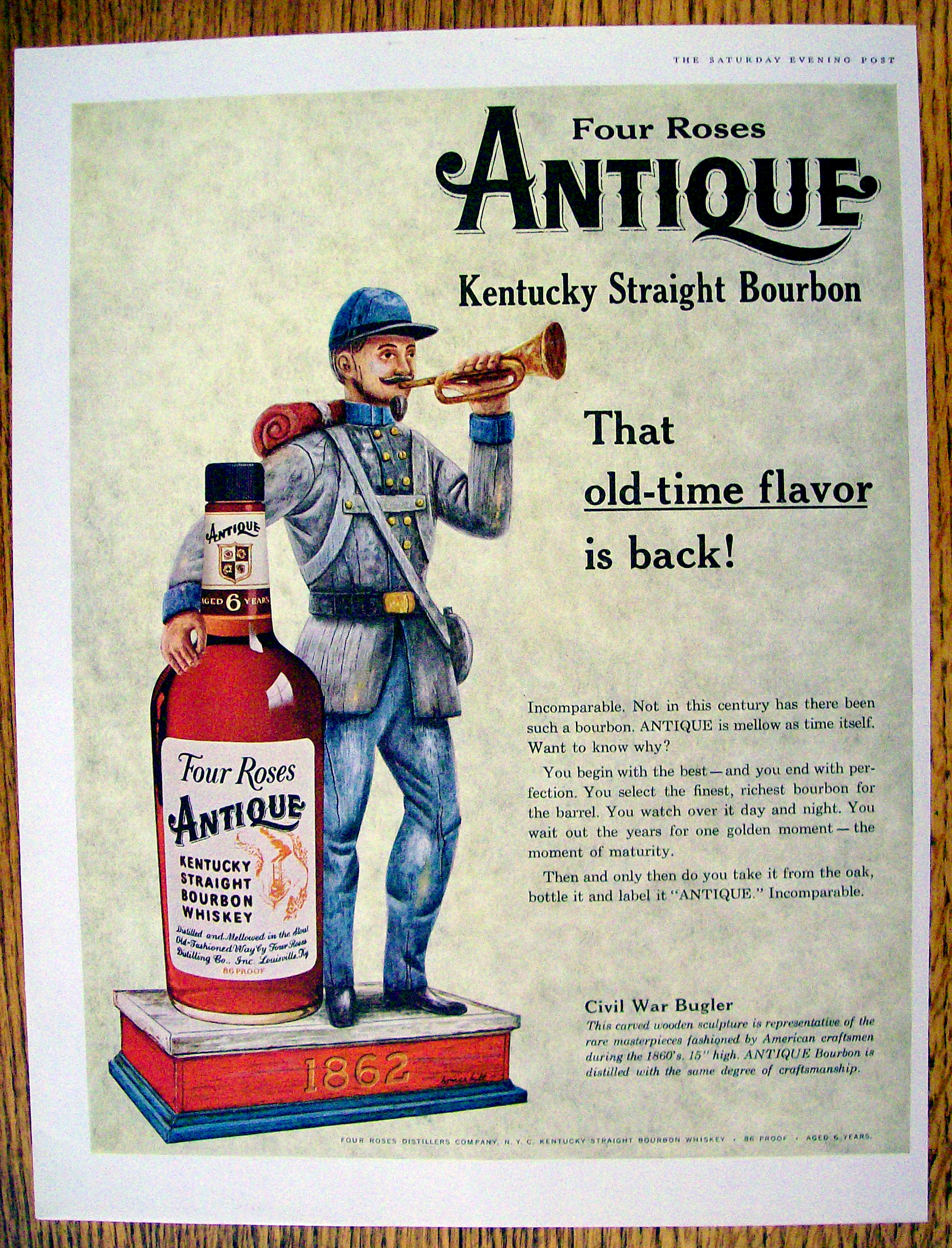 1959 Four Roses Antique Whiskey with Civil War Bugler