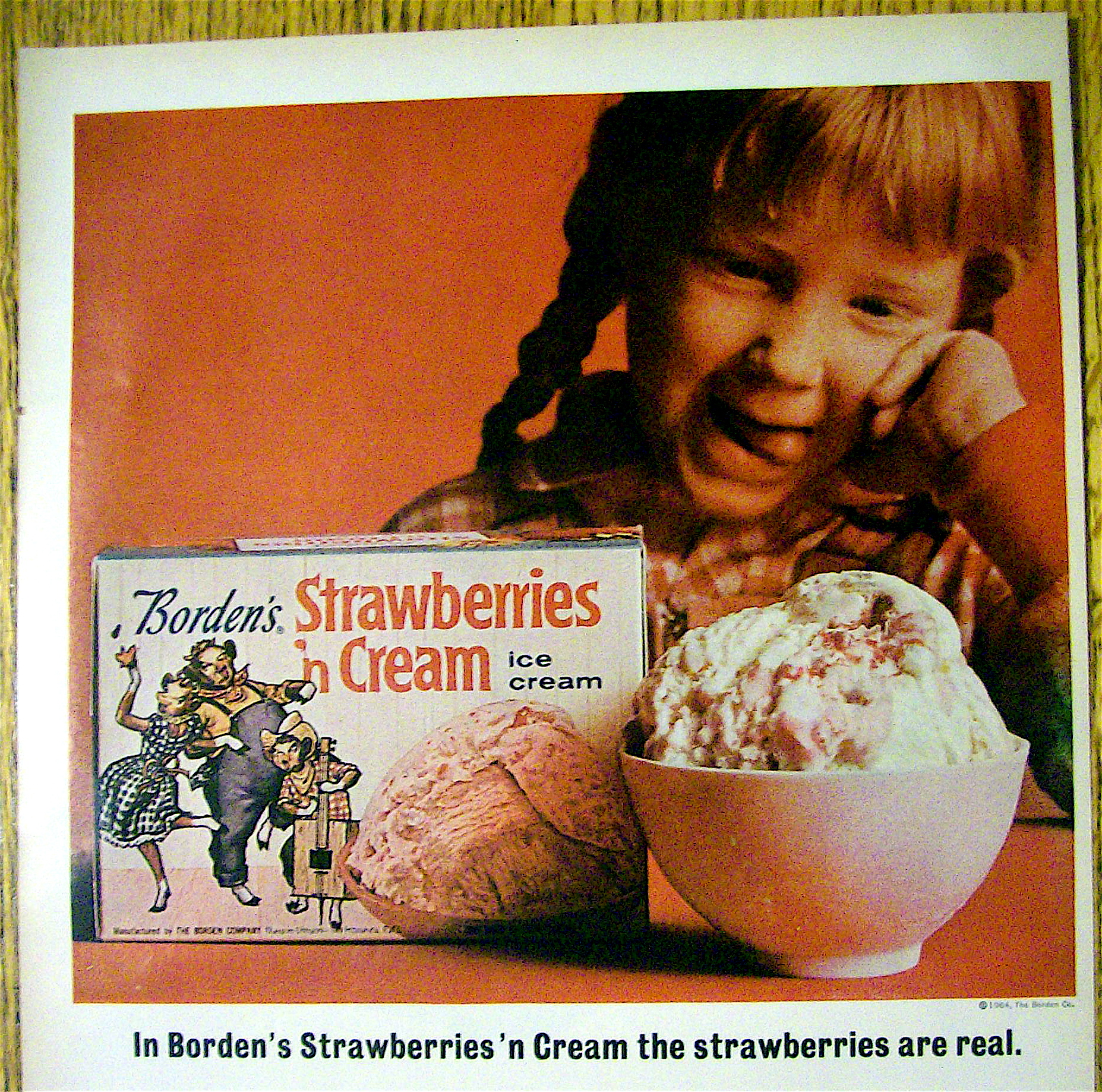 1964 Borden's Strawberries & Cream Ice Cream with Girl
