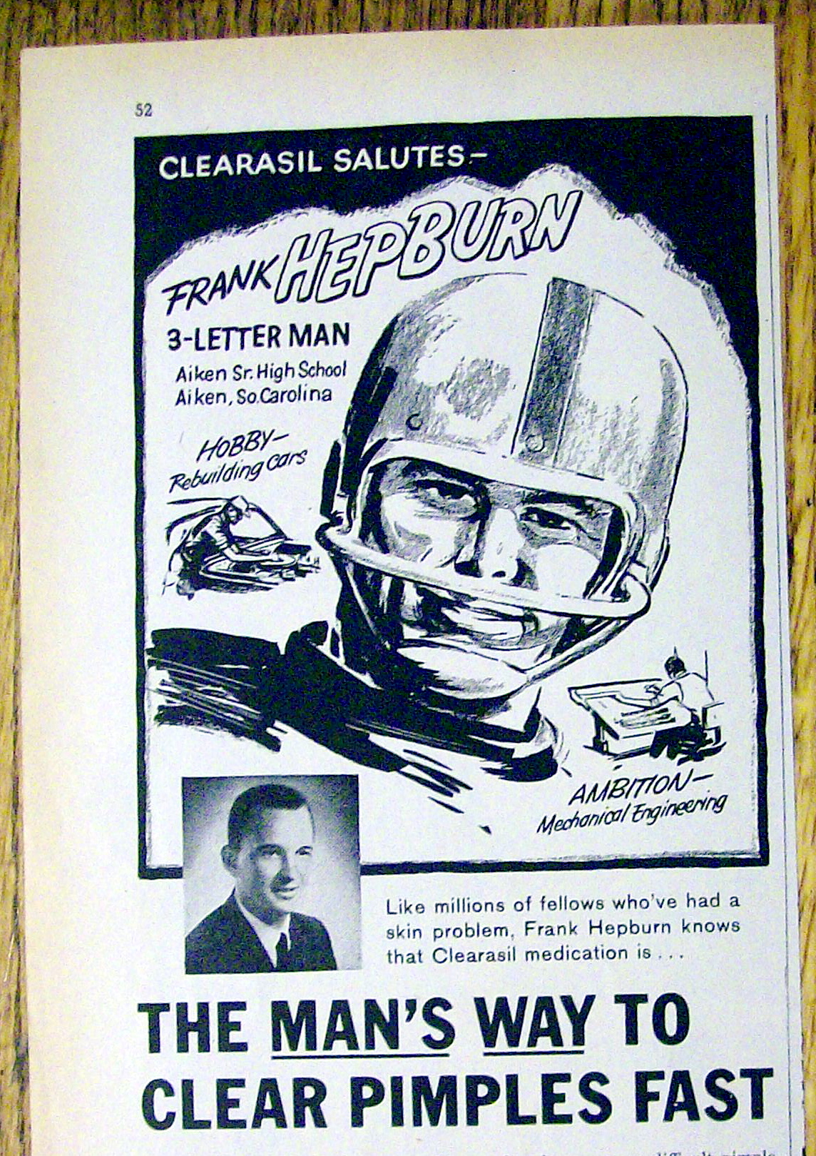 1961 Clearasil with Football's Frank Hepburn