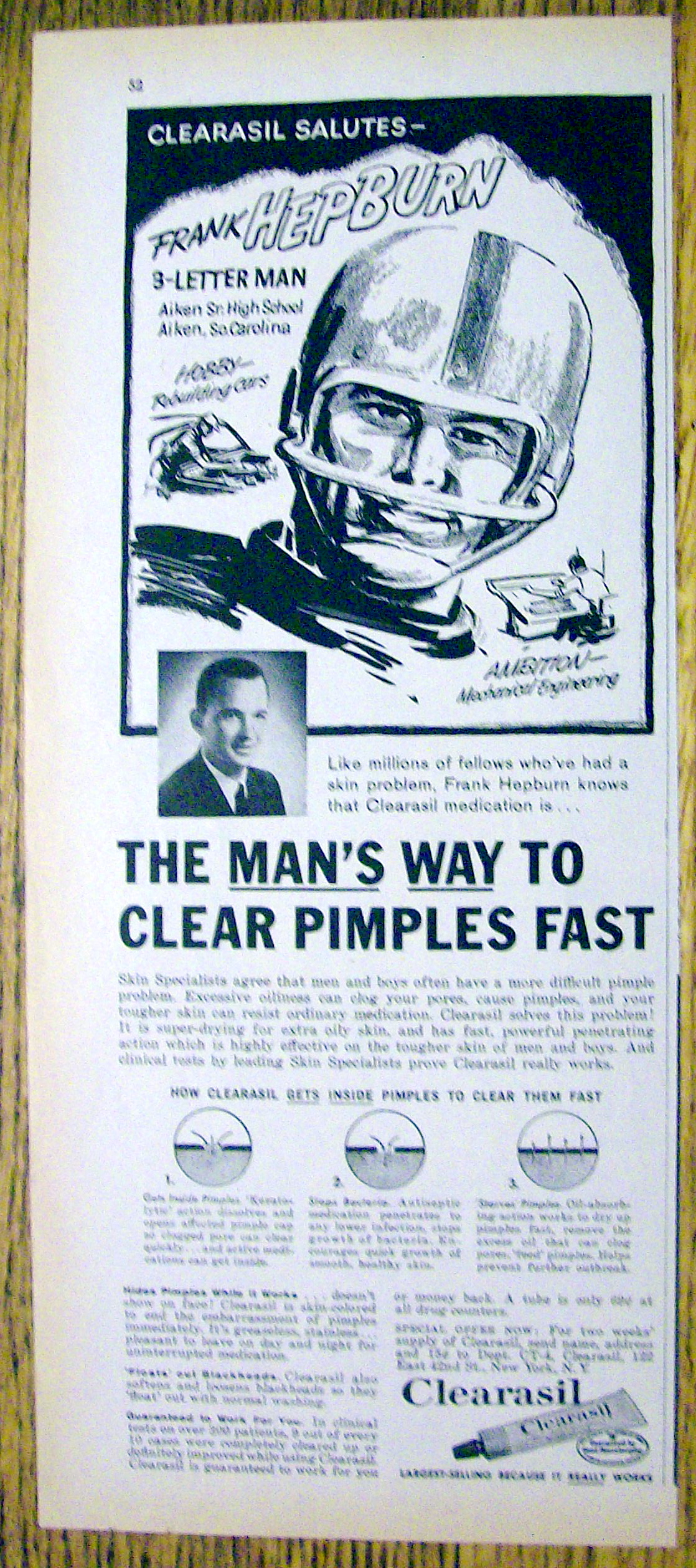 1961 Clearasil with Football's Frank Hepburn