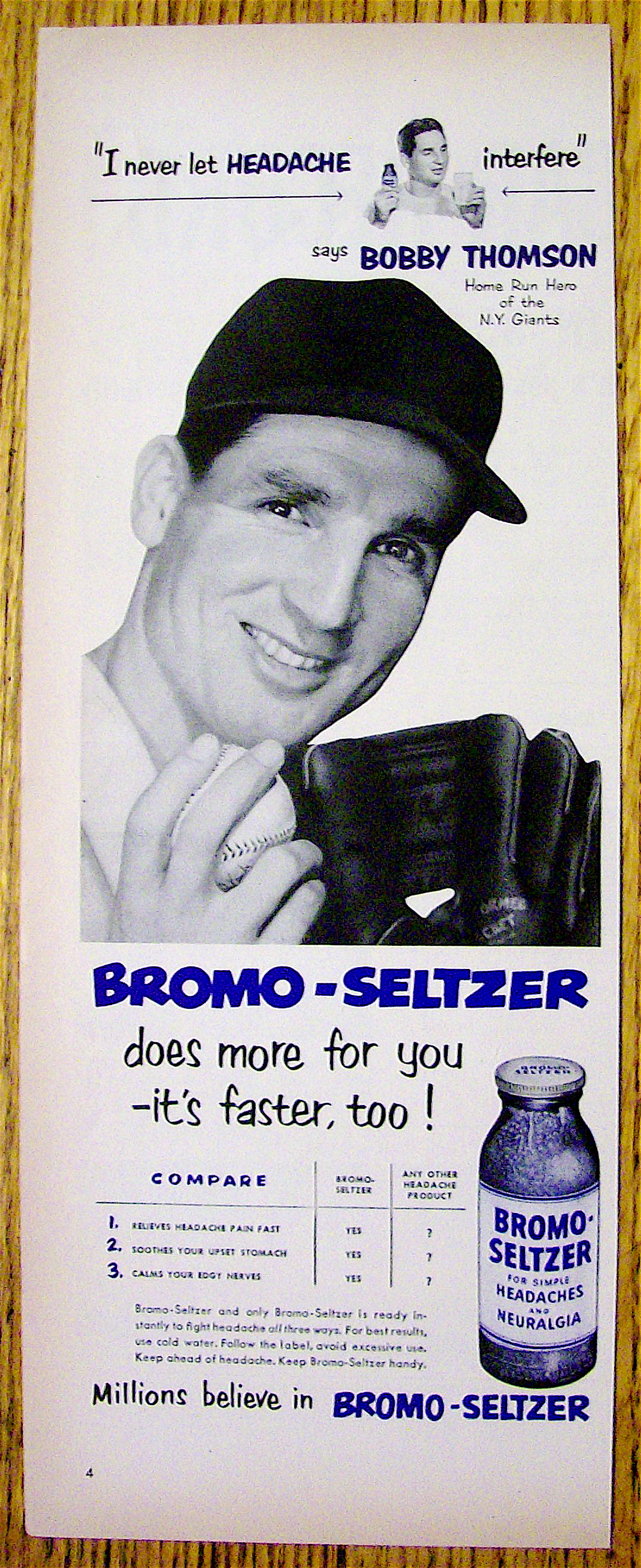 1952 Bromo Seltzer with Bobby Thomson