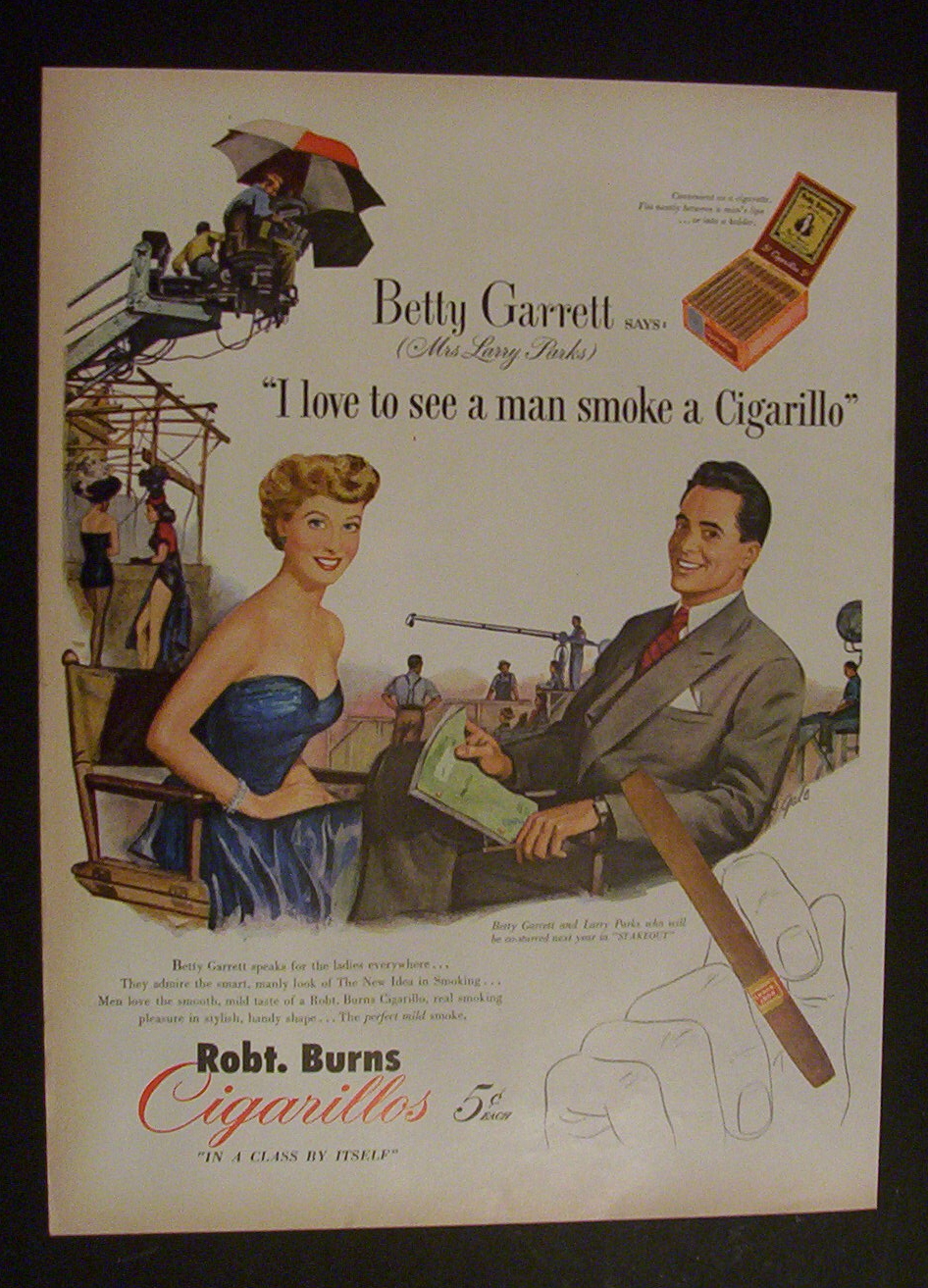 1951  Robt  Burns  Cigarillos  with  Betty  Garrett