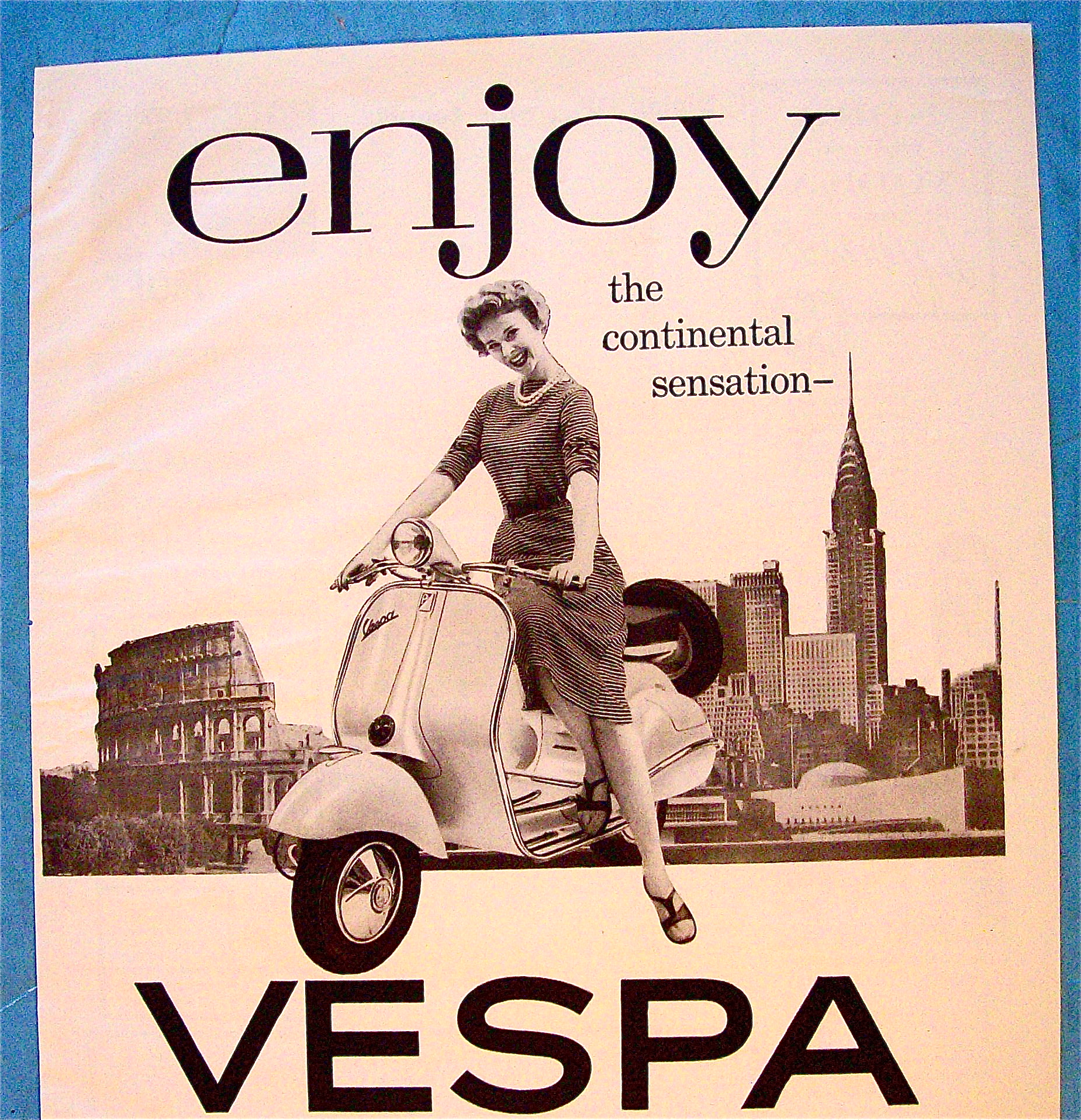 1956 Vespa with Woman on the Bike
