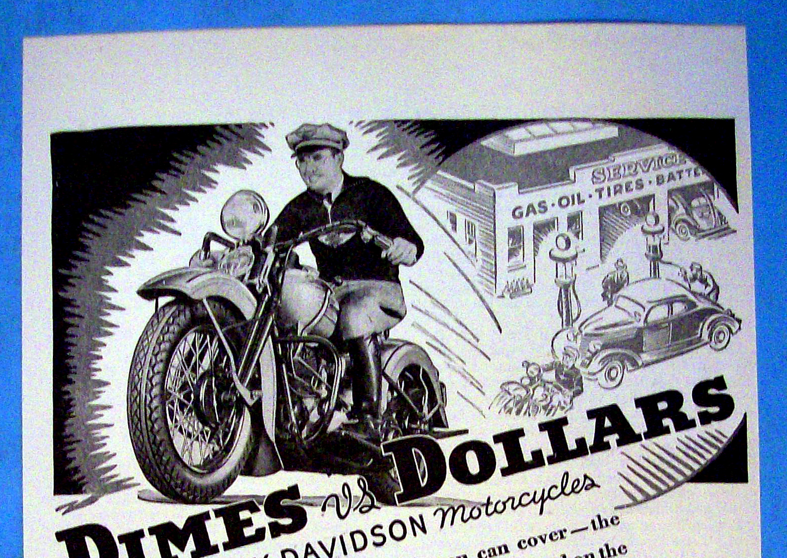 1937 Harley Davidson Motorcycle with Man & Motorcycle