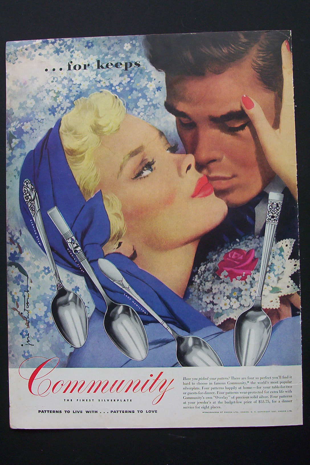 1951 Community Silverplate with Couple Kissing
