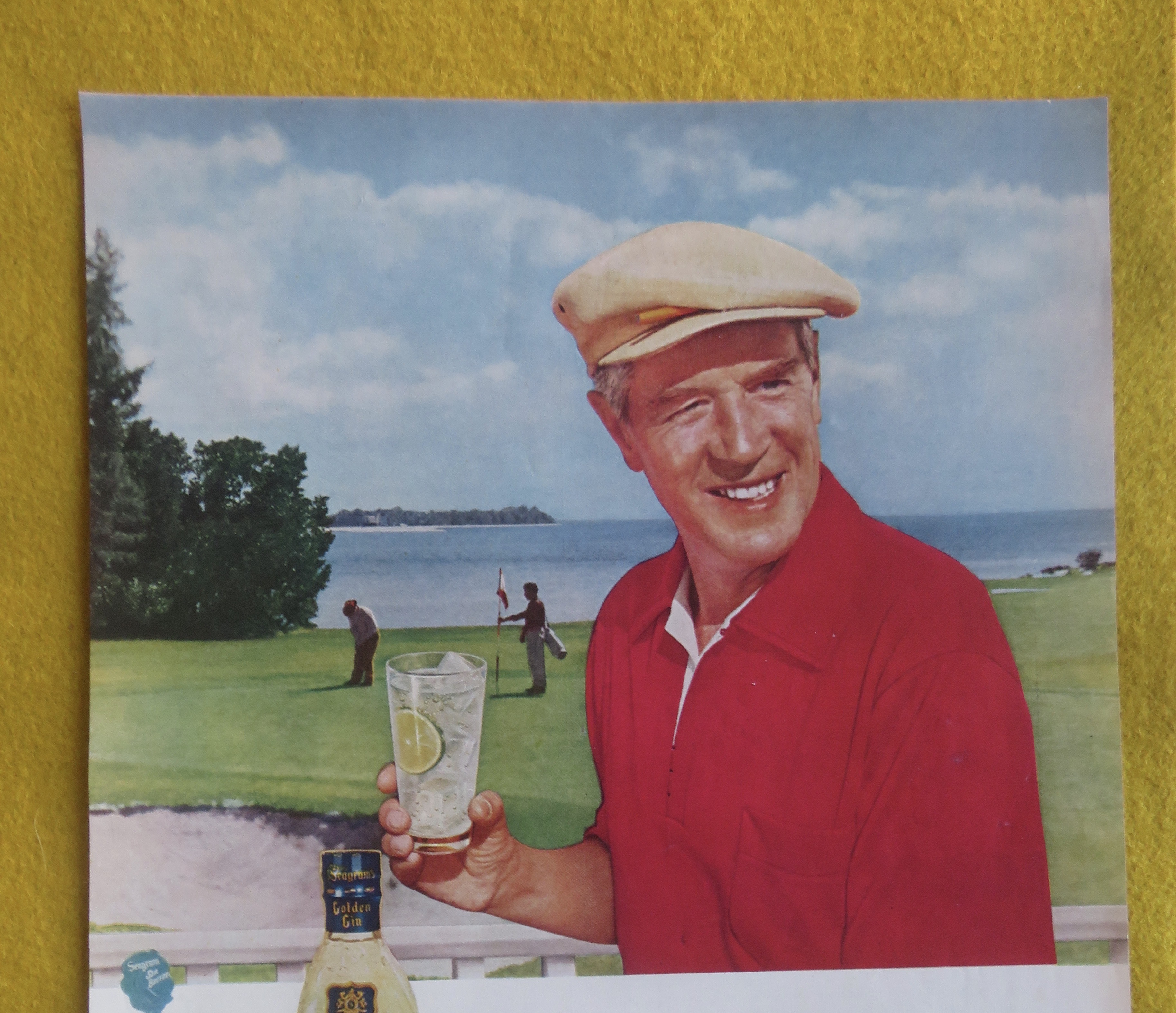 1955 Seagram's Golden Gin with Man On Golf Course