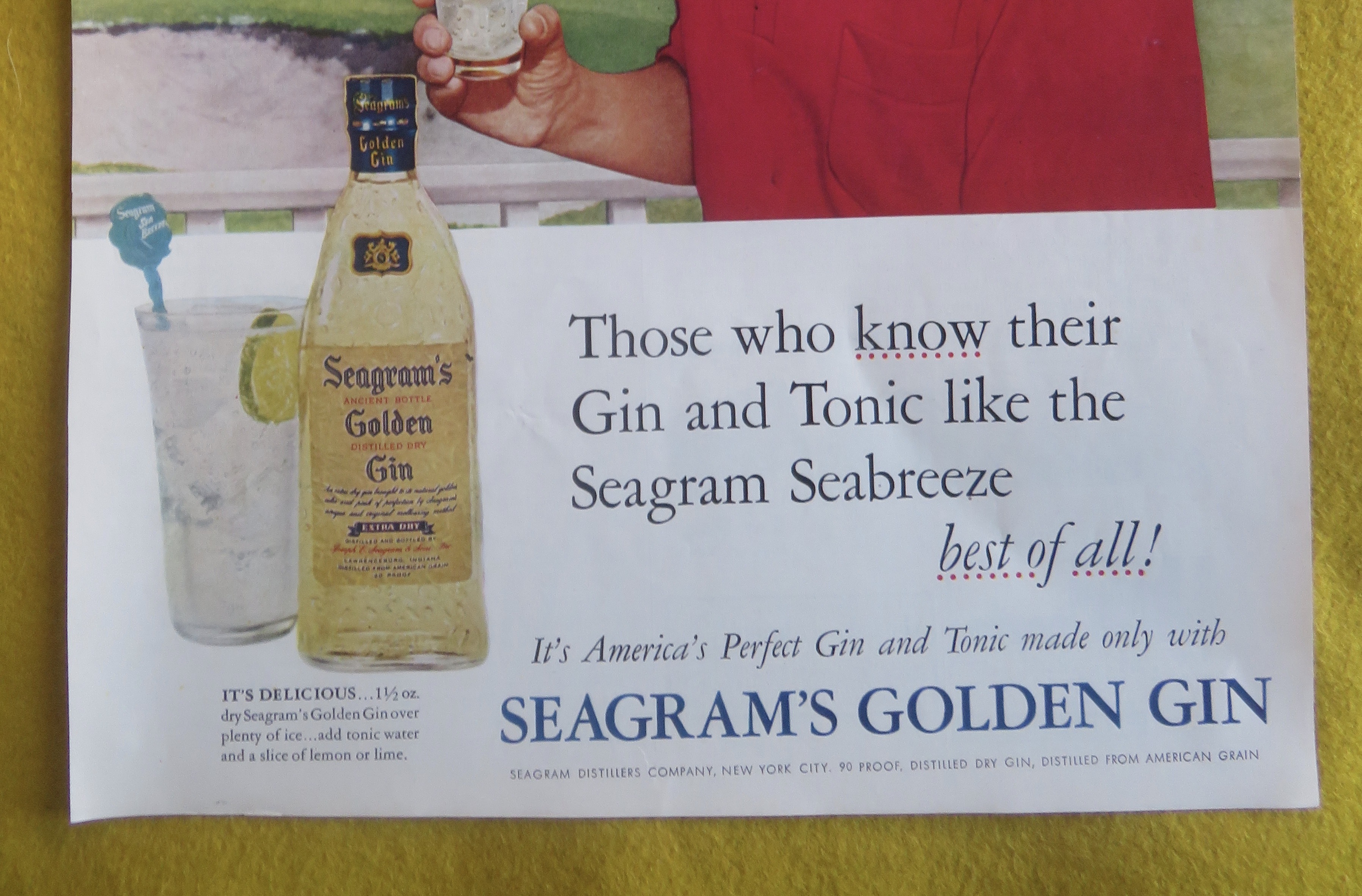 1955 Seagram's Golden Gin with Man On Golf Course