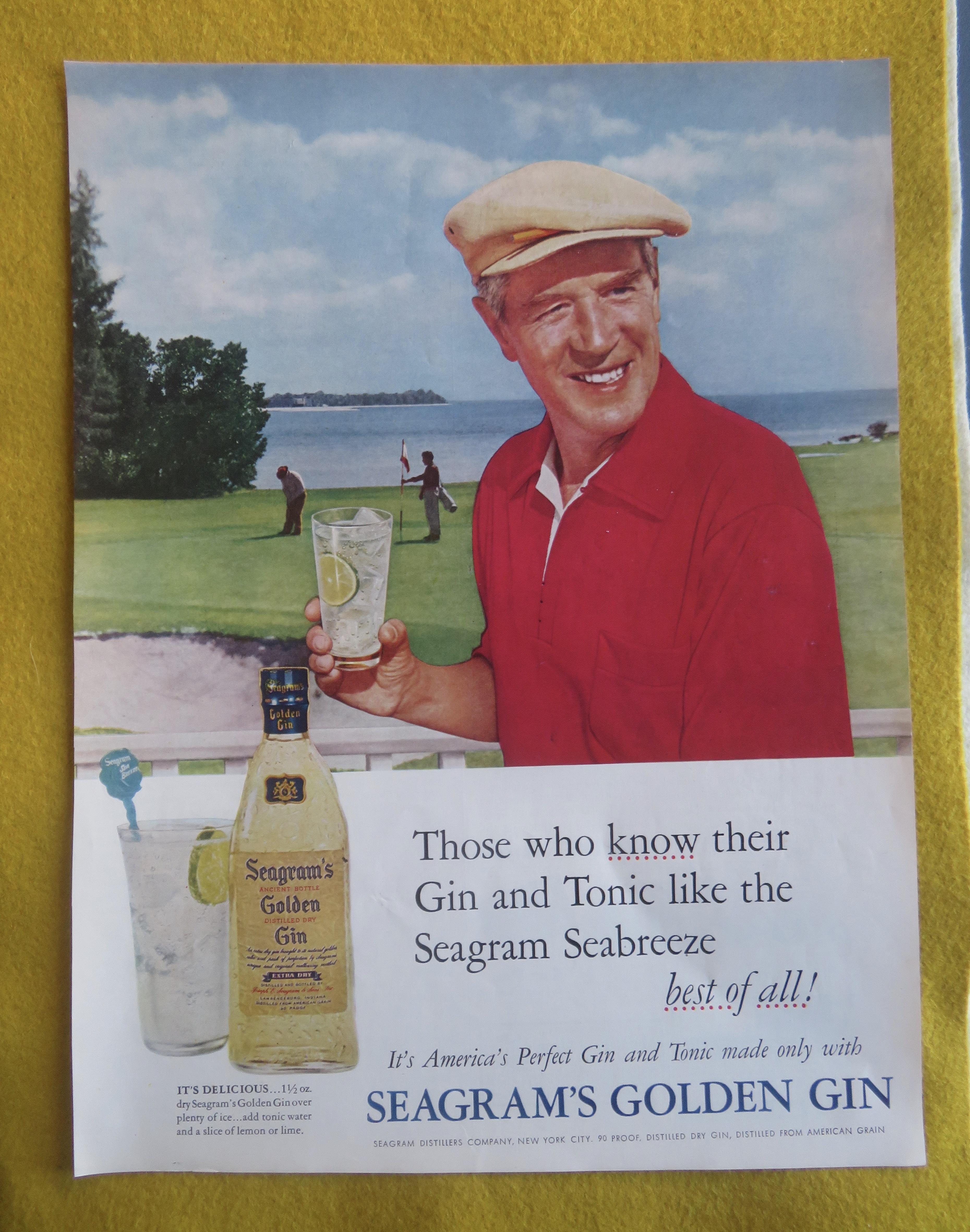 1955 Seagram's Golden Gin with Man On Golf Course