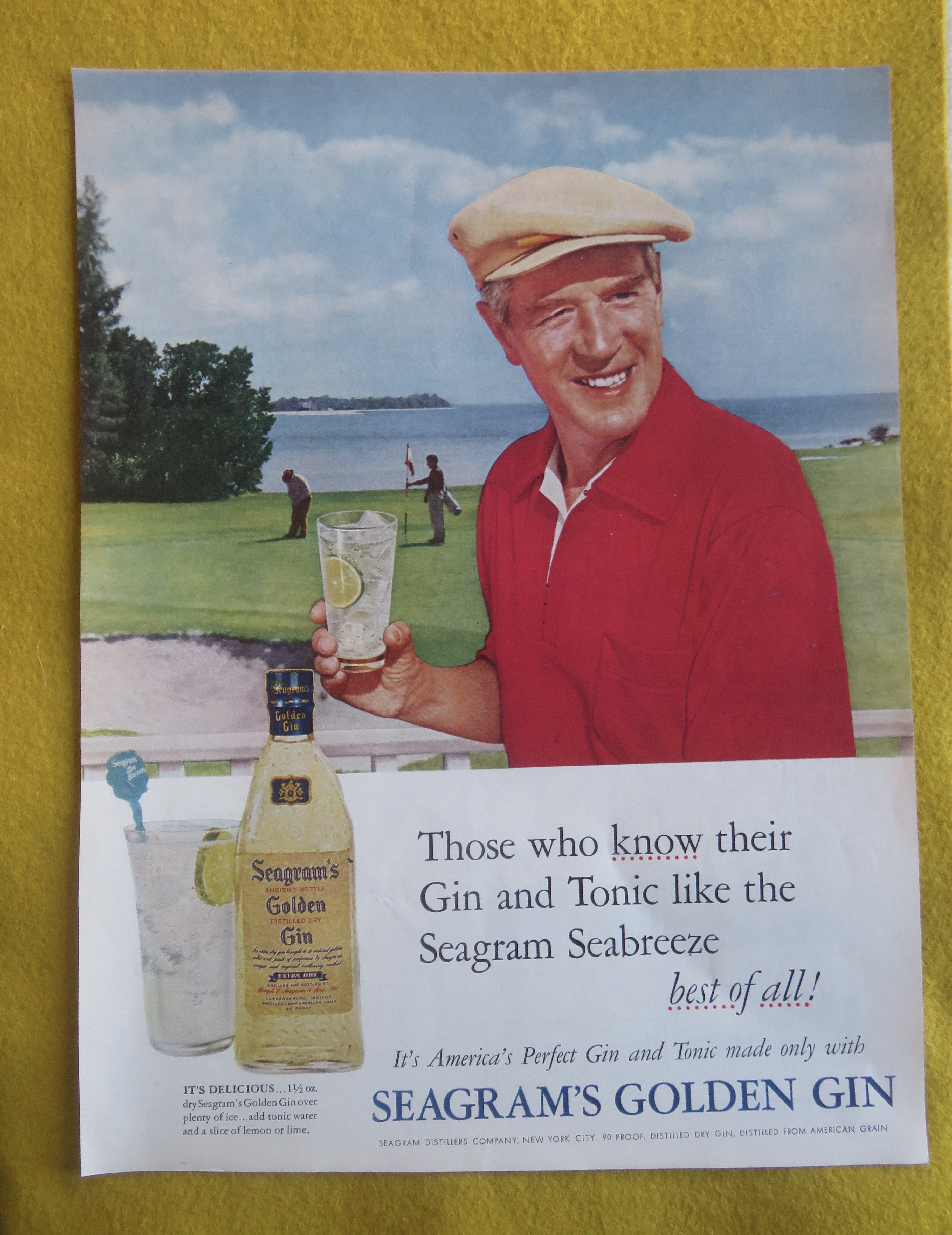 1955 Seagram's Golden Gin with Man On Golf Course