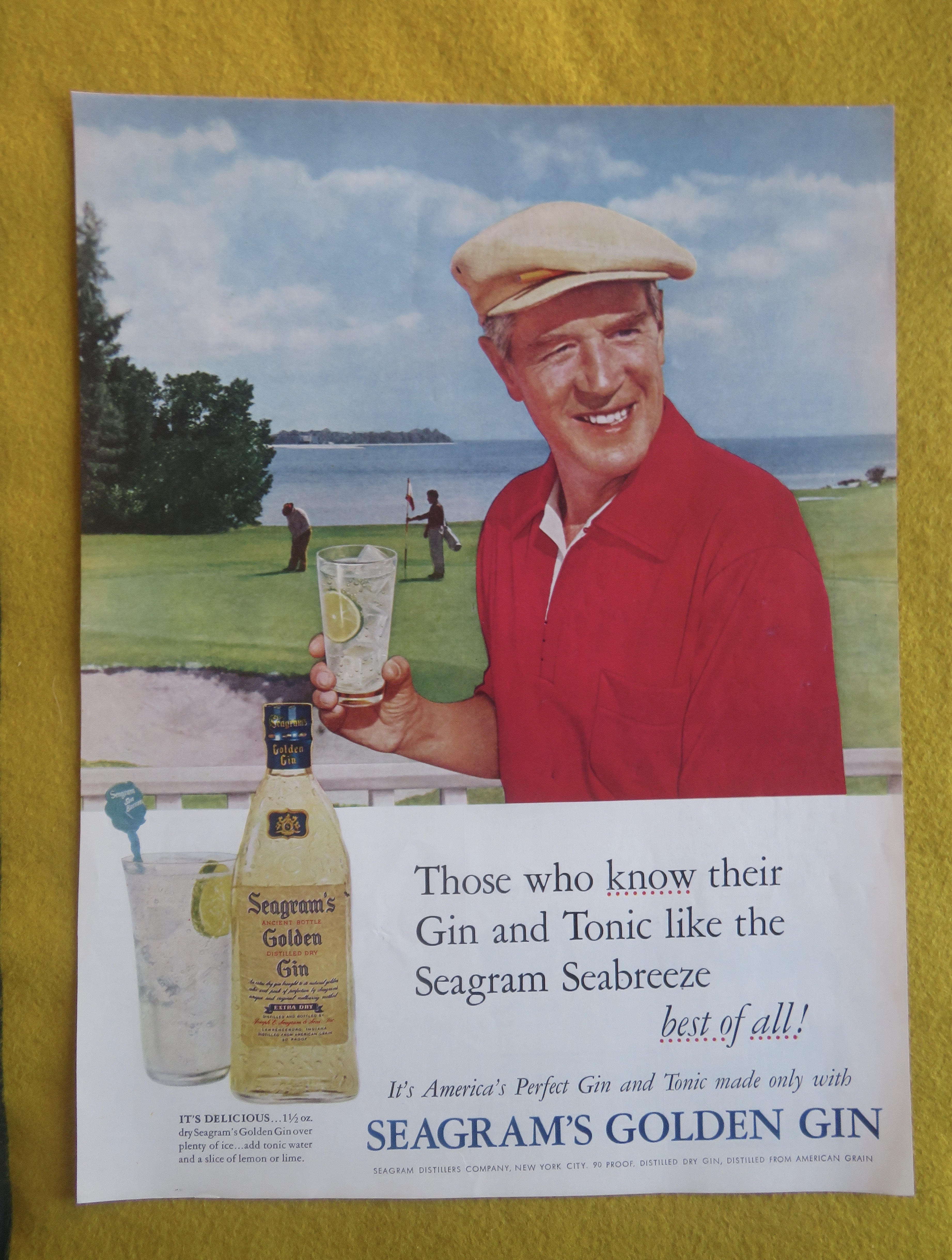 1955 Seagram's Golden Gin with Man On Golf Course