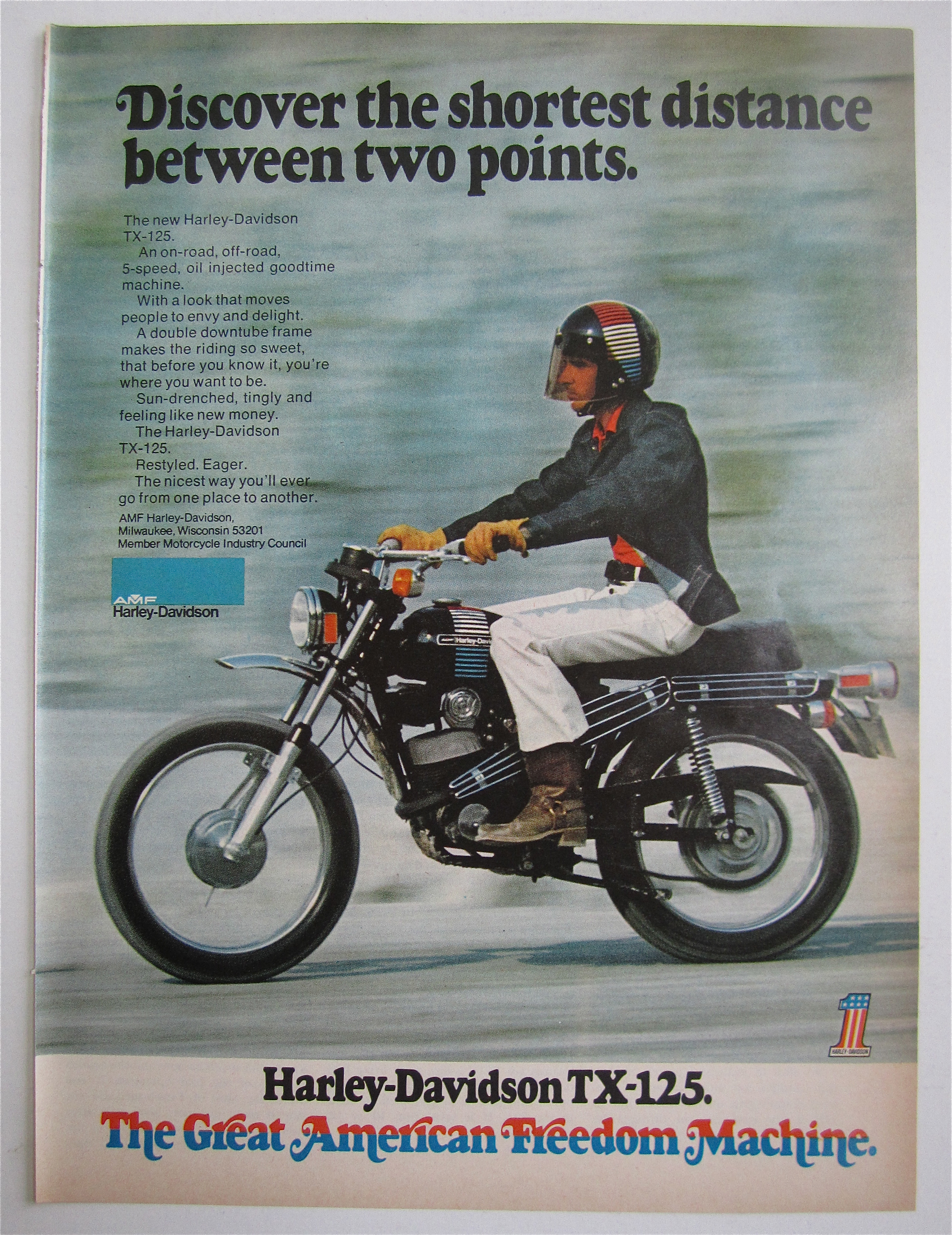1973 Harley Davidson w/Man Riding On A TX-125