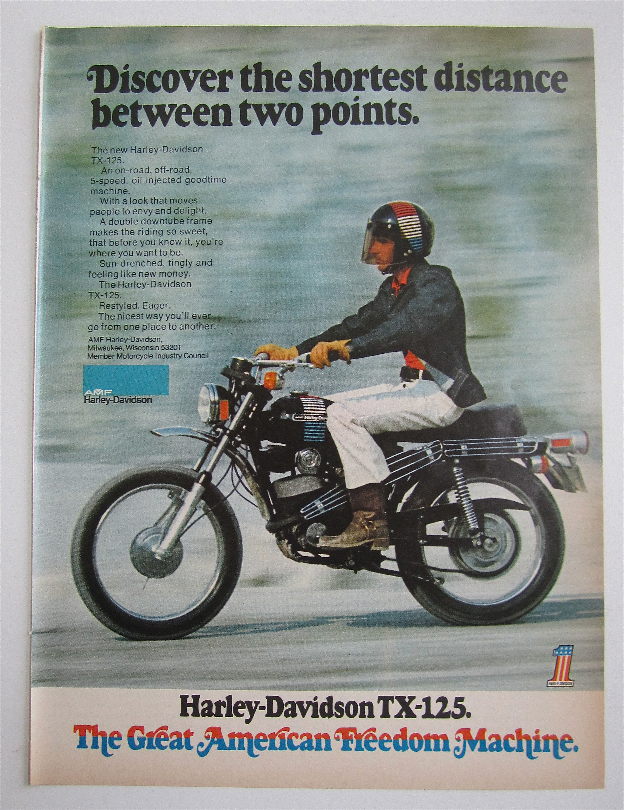 1973 Harley Davidson w/Man Riding On A TX-125