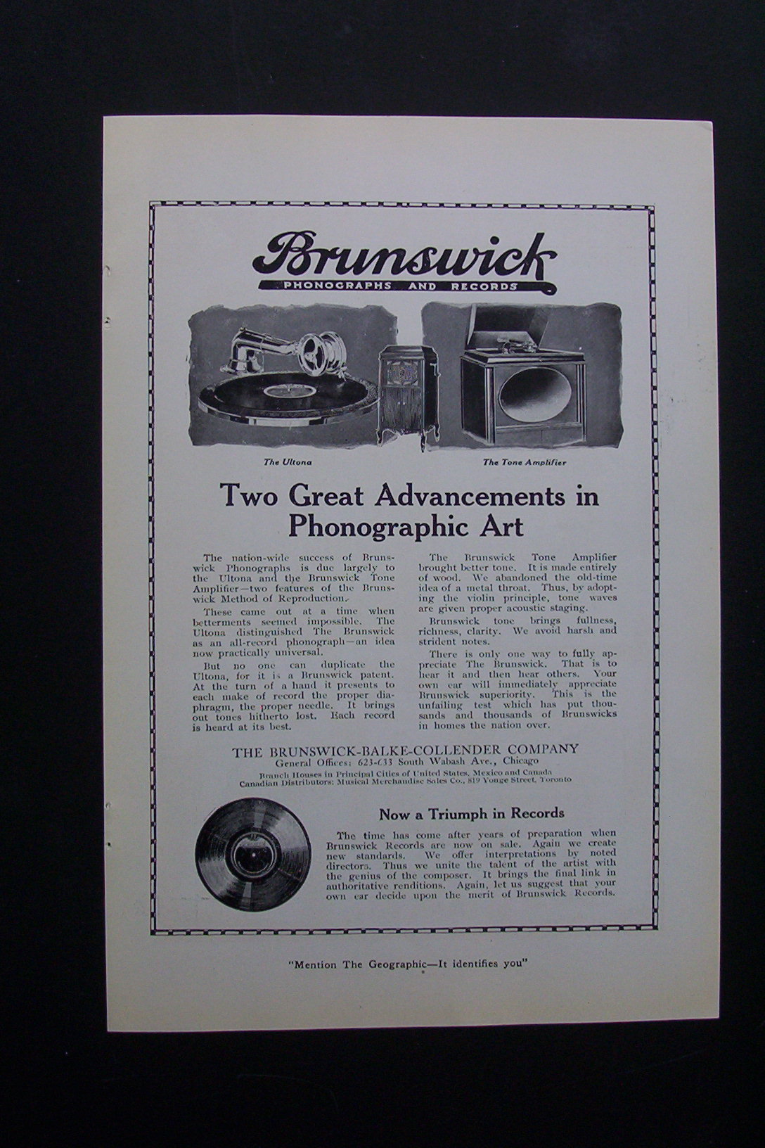 Vintage Ad: 1920 Brunswick Records