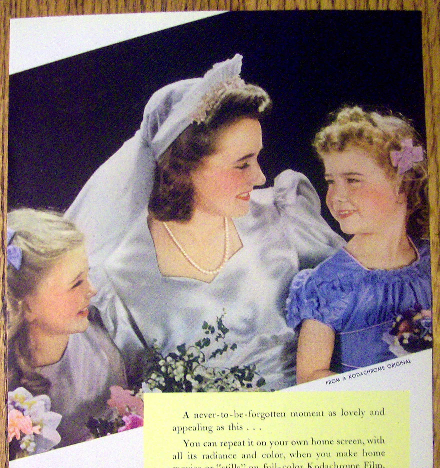 1942 Kodachrome Film with Lovely Bride & Two Girls