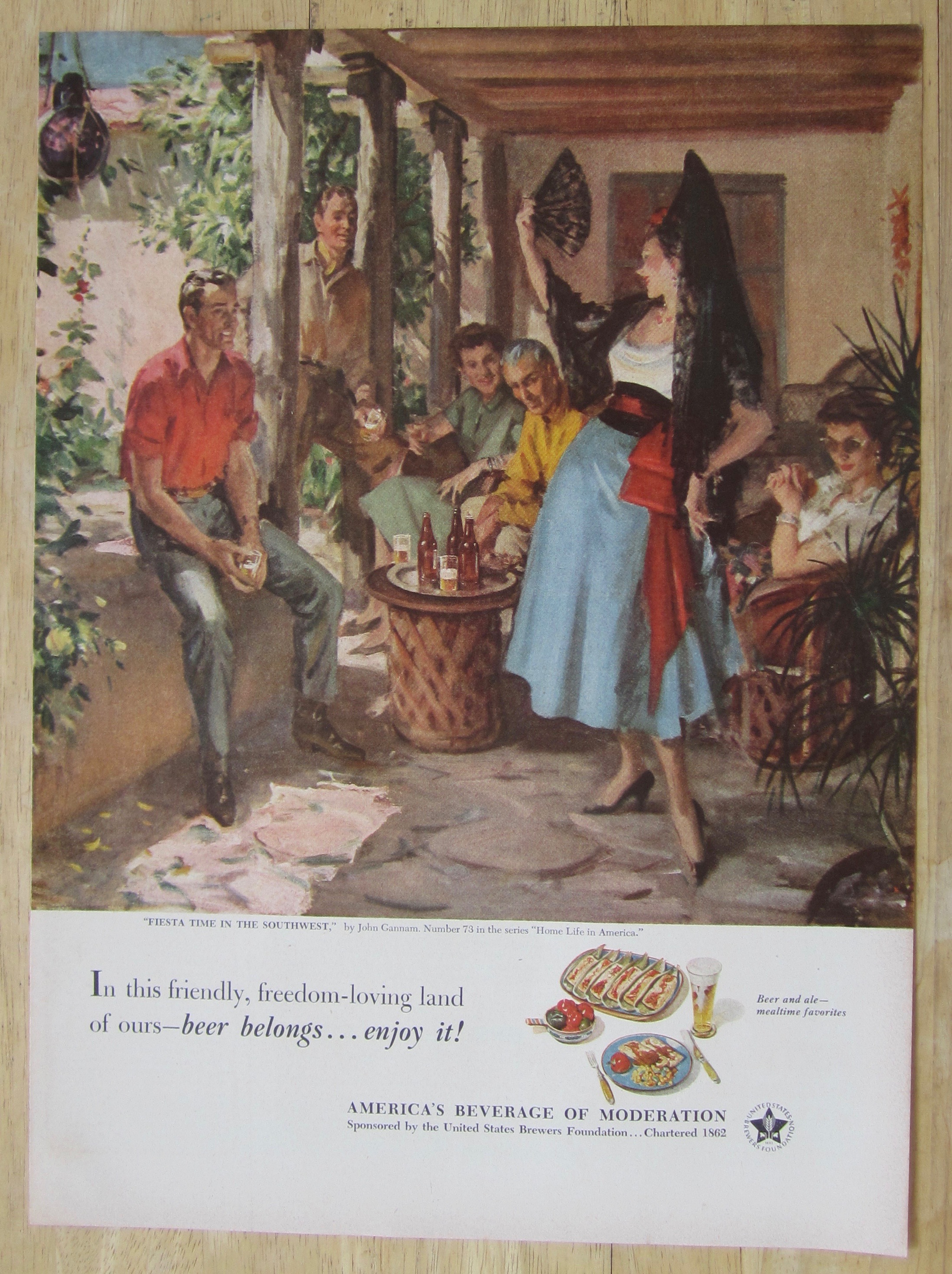 1952 Beer Belongs Fiesta Time In Southwest John Gannam