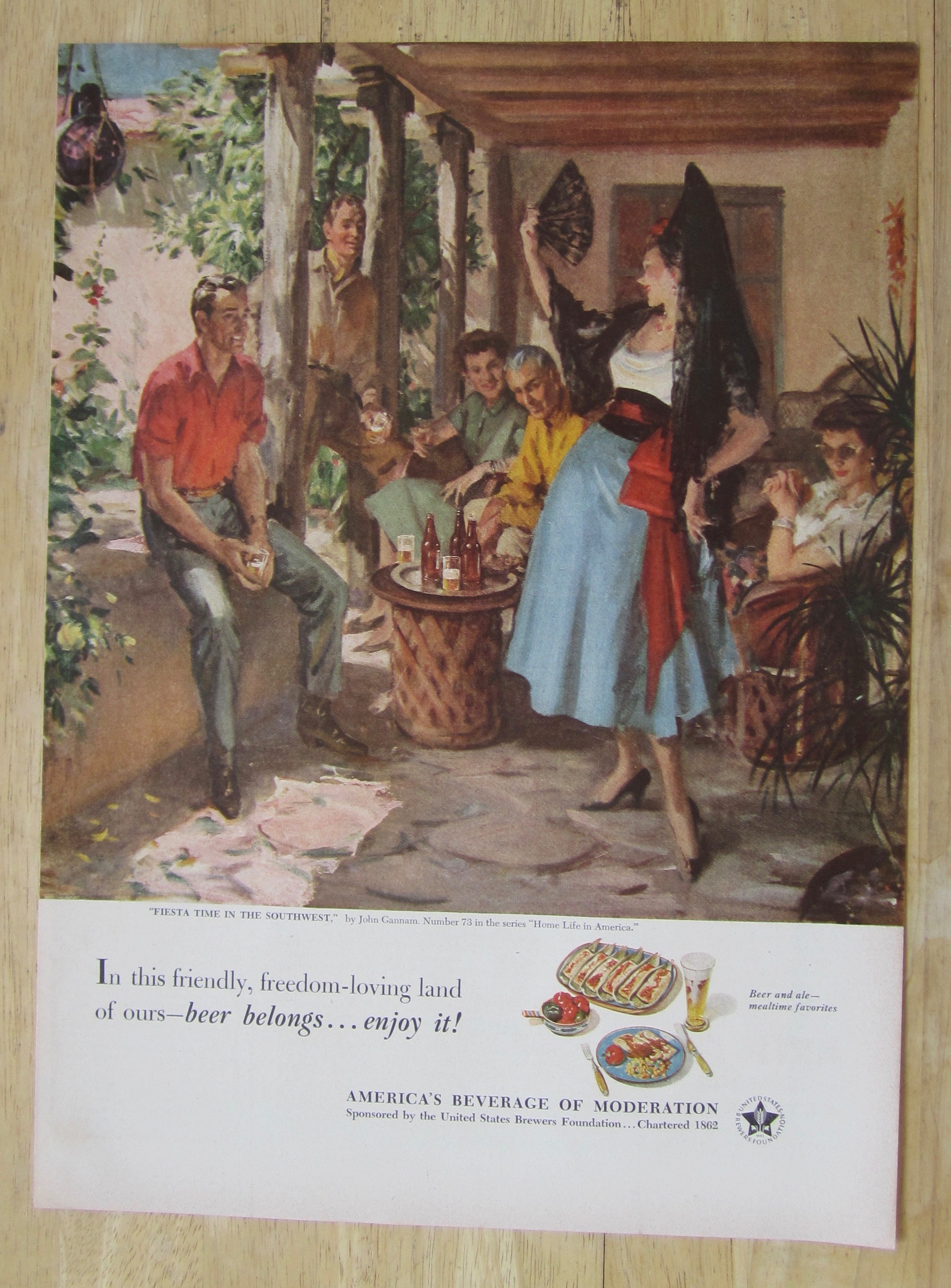 1952 Beer Belongs Fiesta Time In Southwest John Gannam