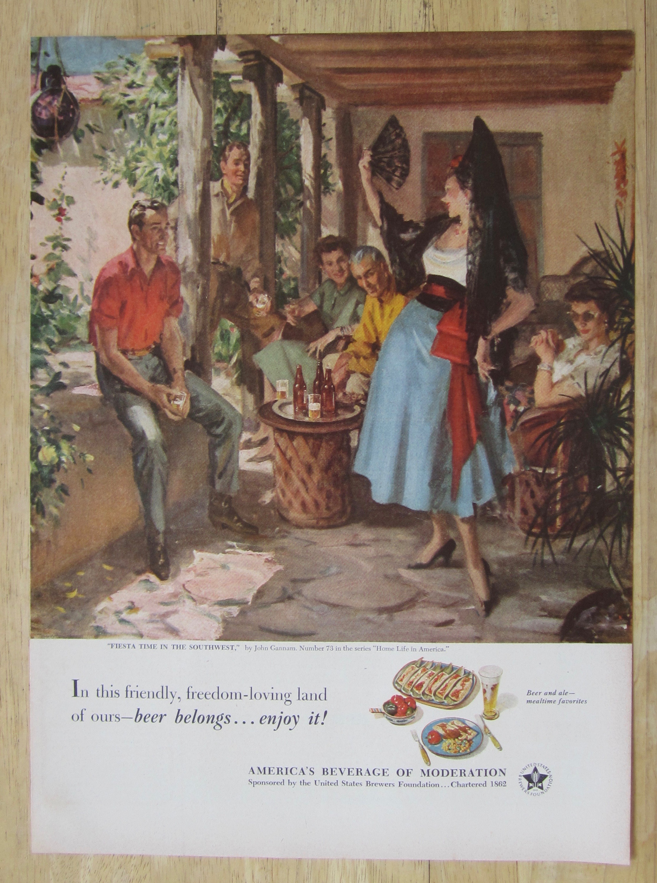 1952 Beer Belongs Fiesta Time In Southwest John Gannam