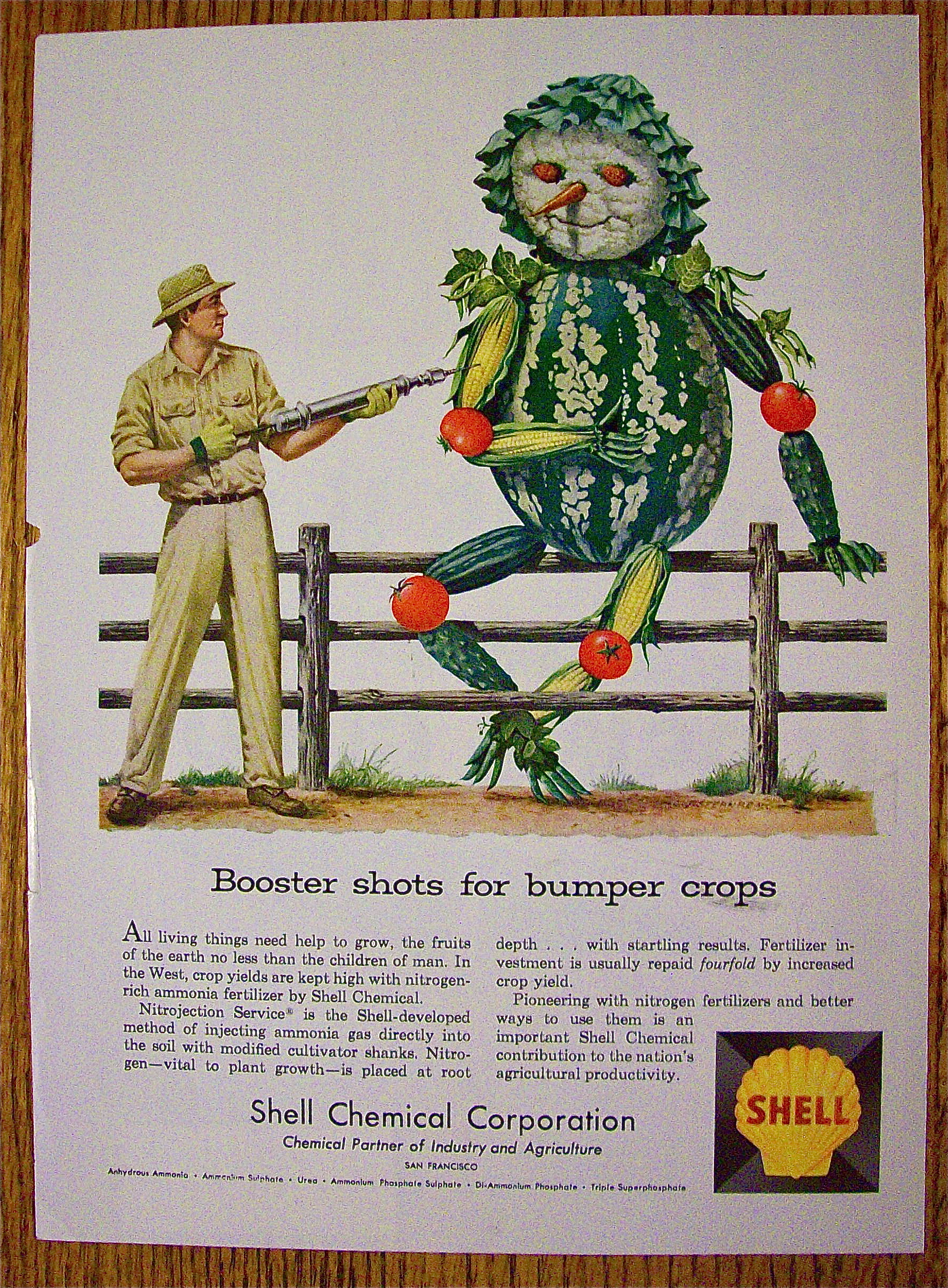 1958 Shell Chemical Corp. with Vegetable Scarecrow