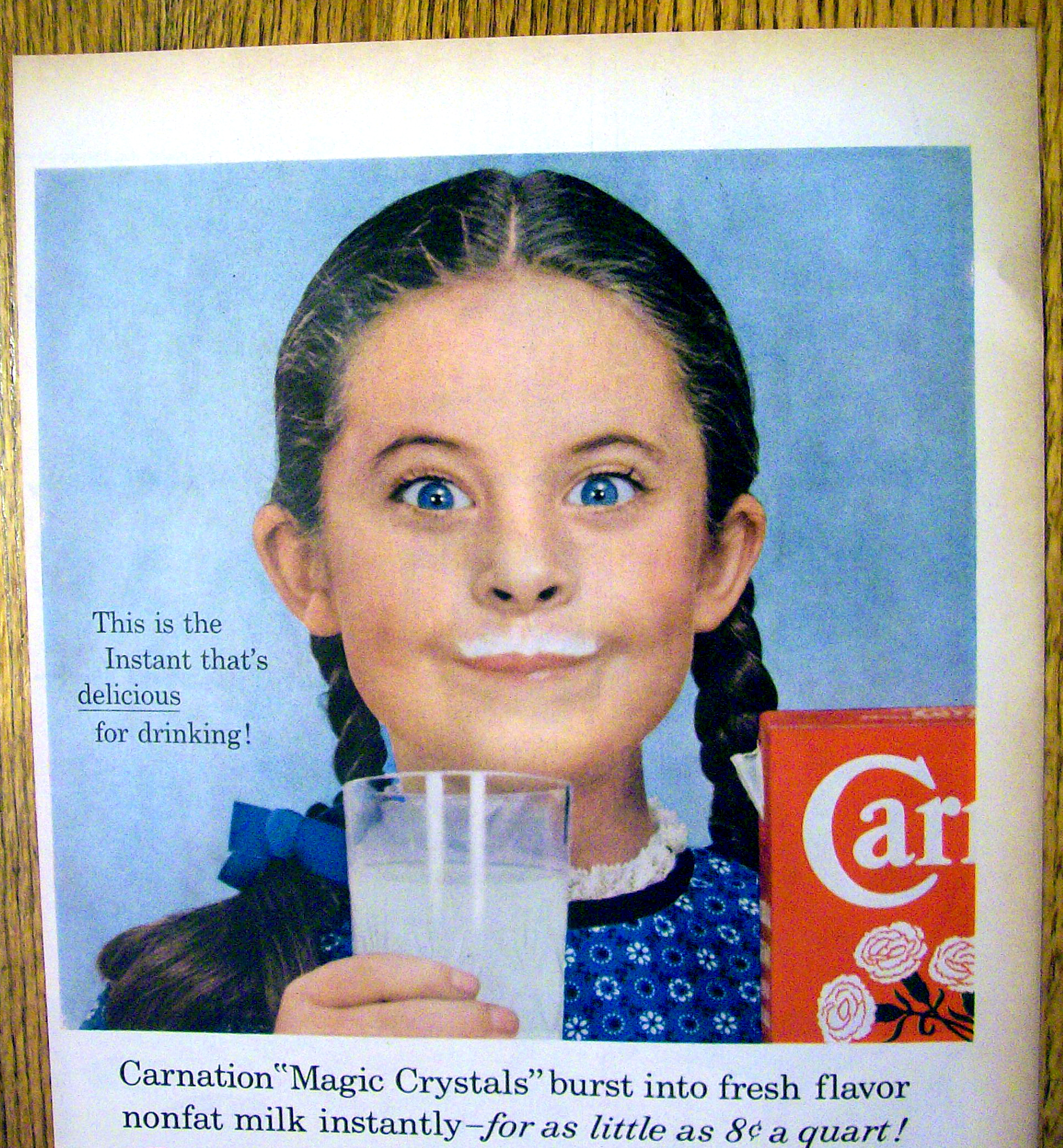 1959 Carnation Milk with Girl with a Milk Moustache