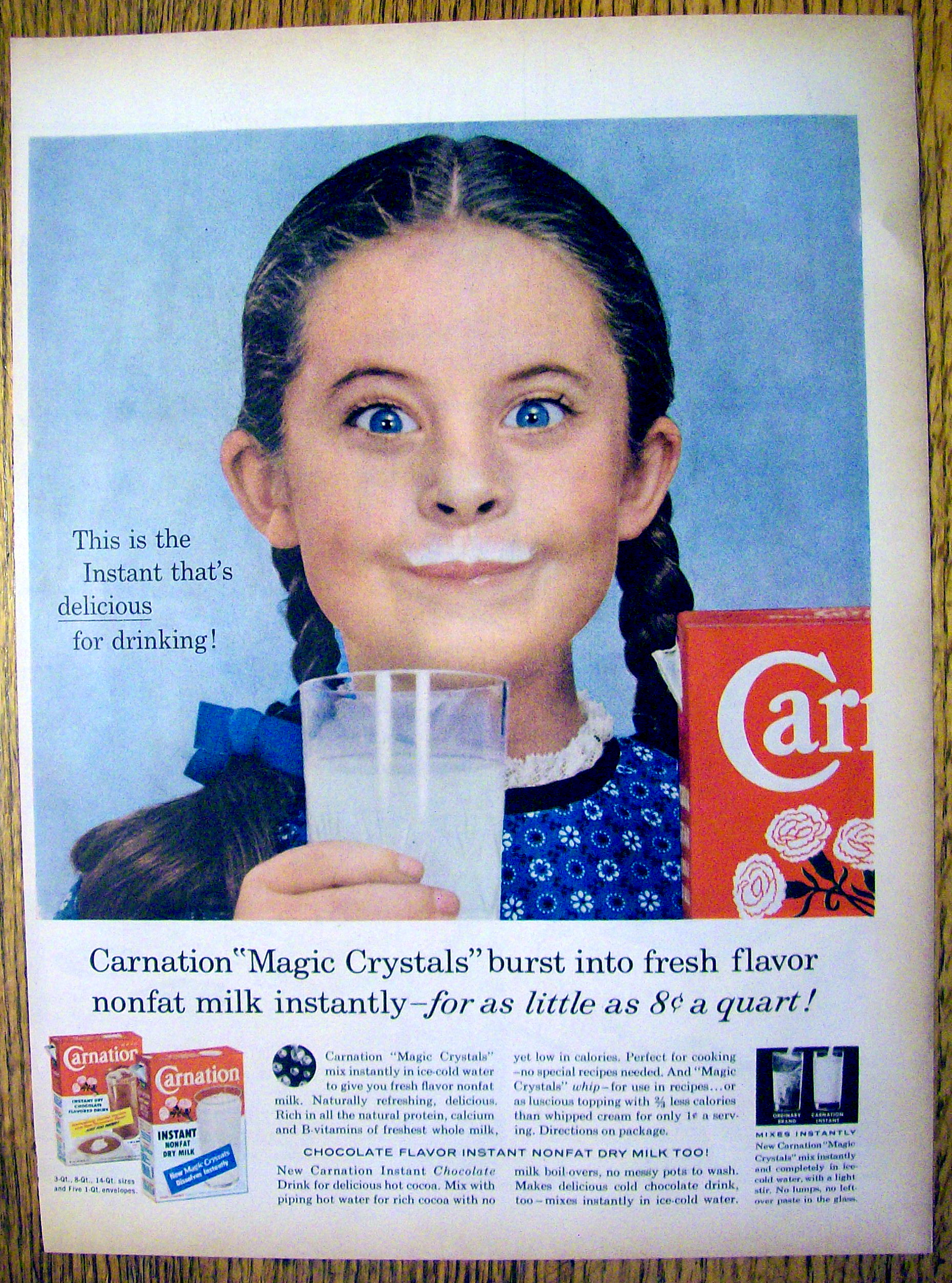 1959 Carnation Milk with Girl with a Milk Moustache