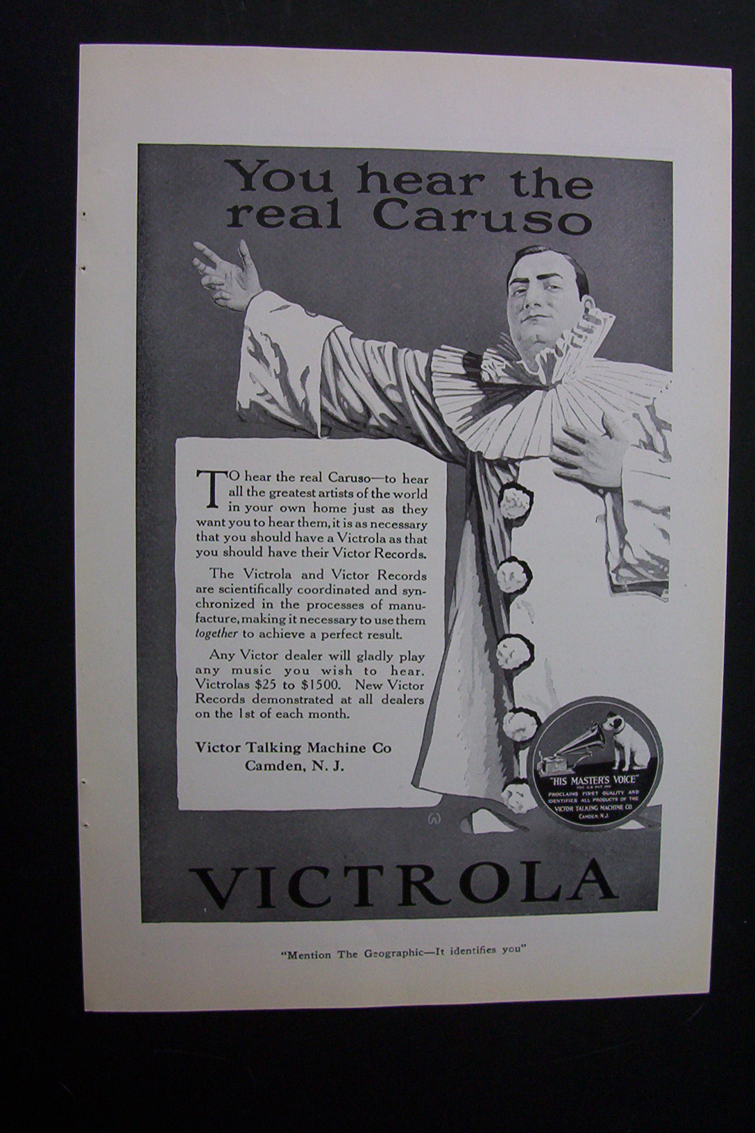 Vintage Ad: 1920 Caruso for Victrola & American Express