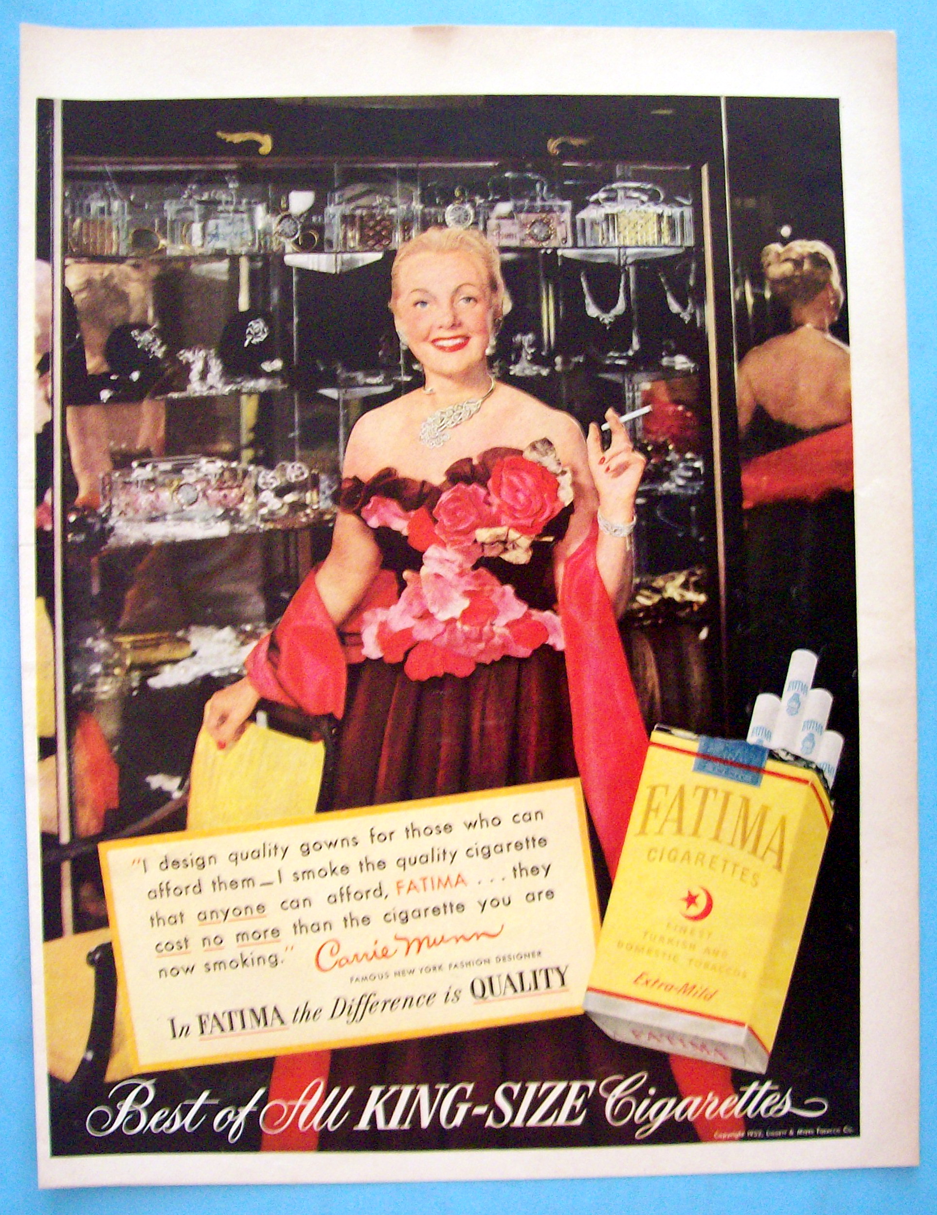 Vintage Ad: 1952 Fatima Cigarettes with Carrie Munn