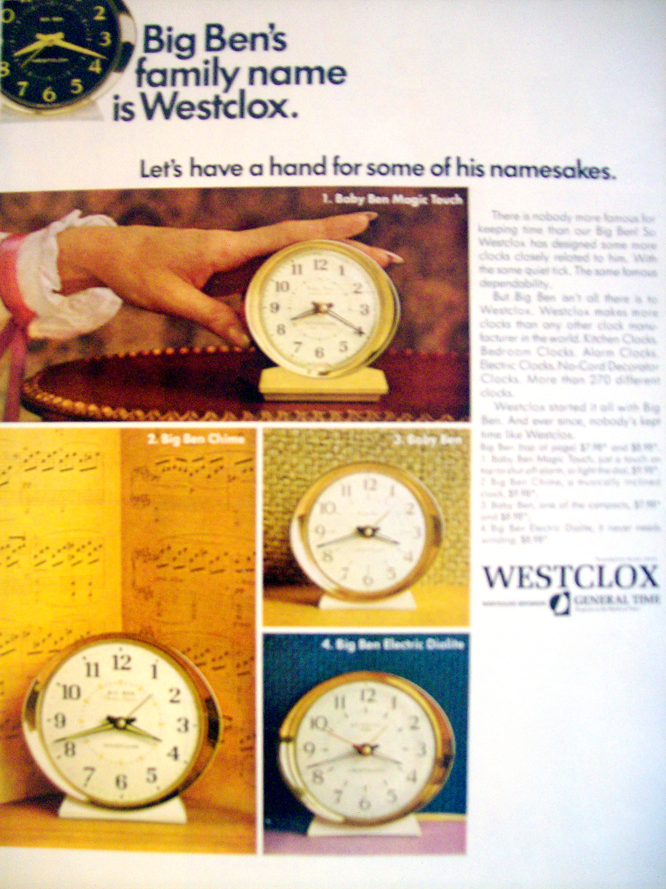 1967 Westclox with Big Ben & Baby Ben Clocks