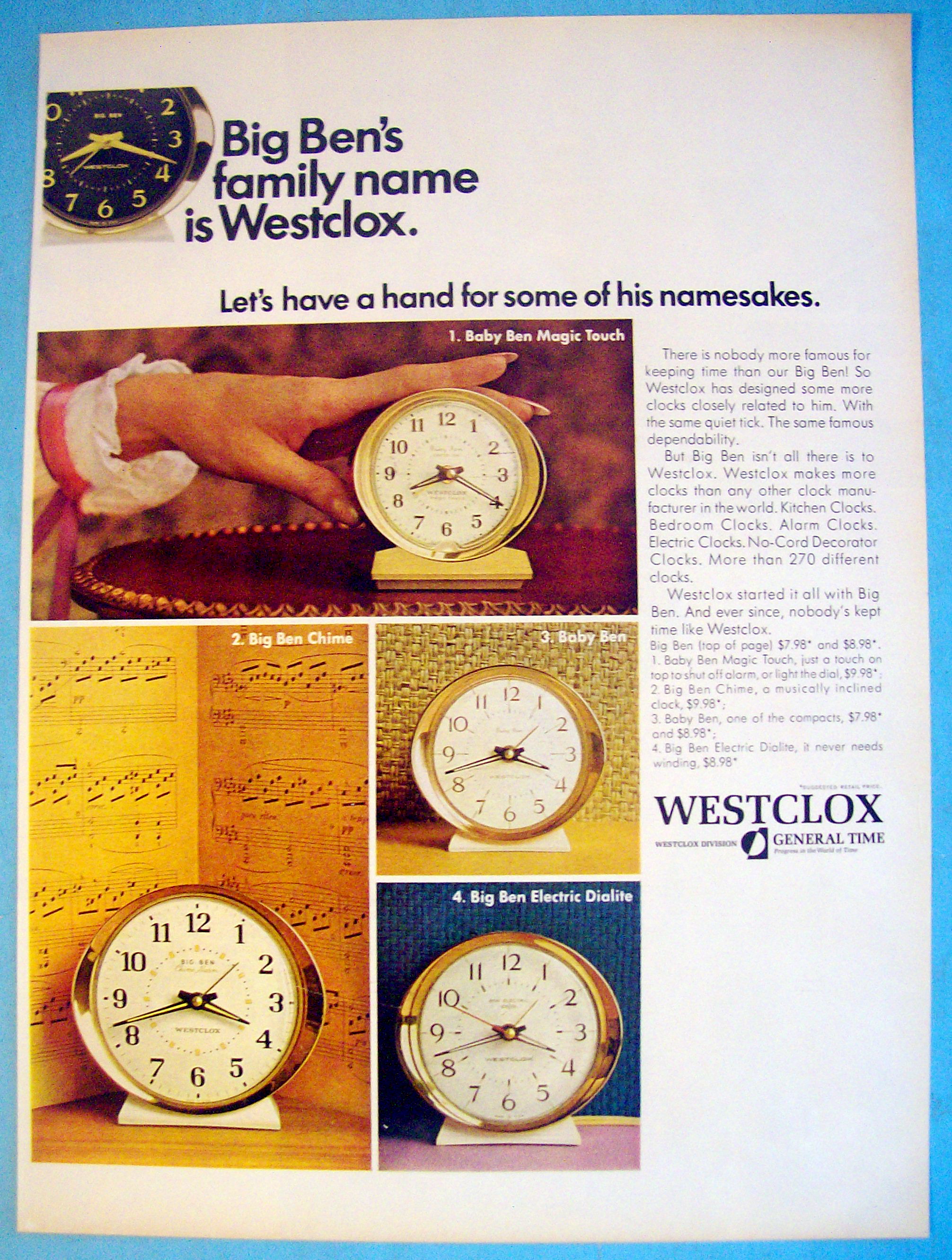 1967 Westclox with Big Ben & Baby Ben Clocks
