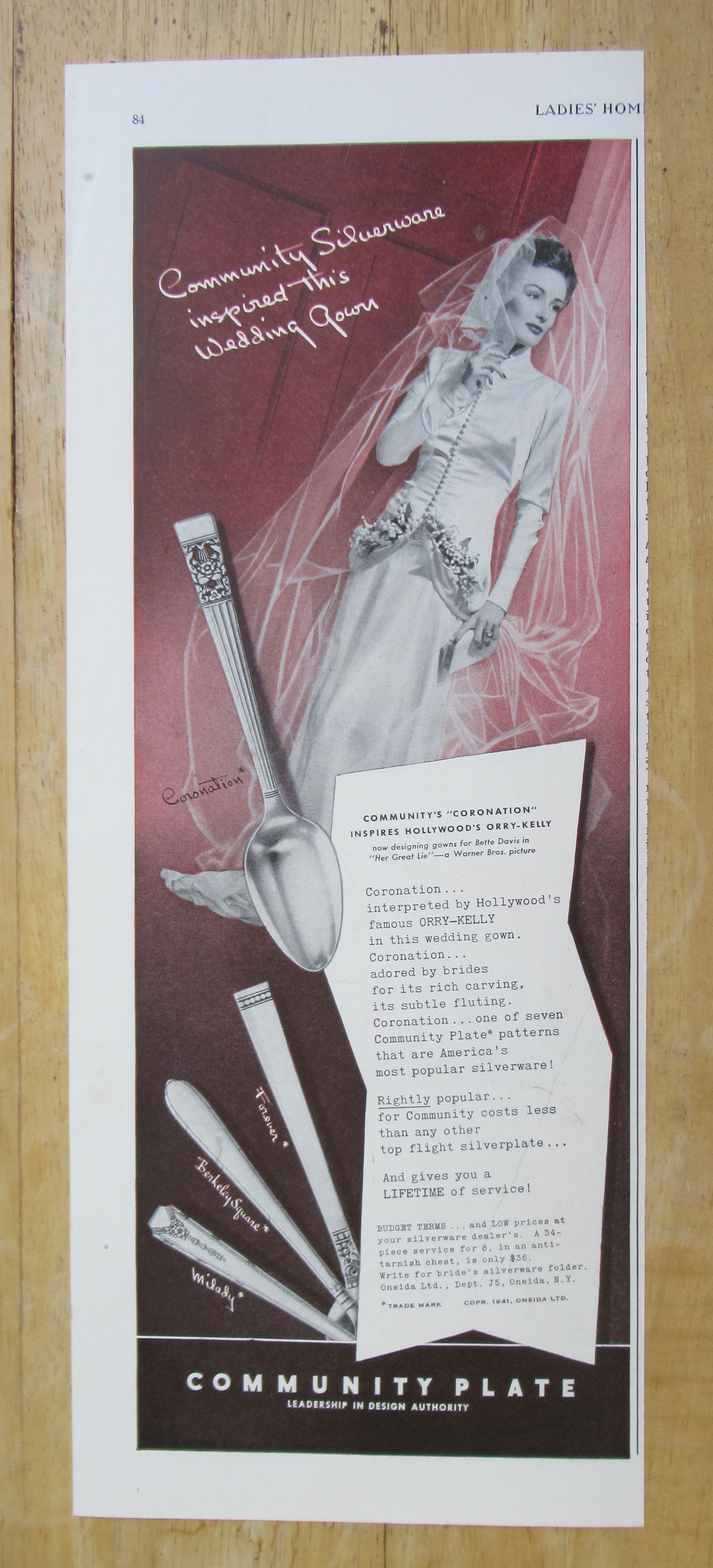1941 Community Plate with Bride in Wedding Gown