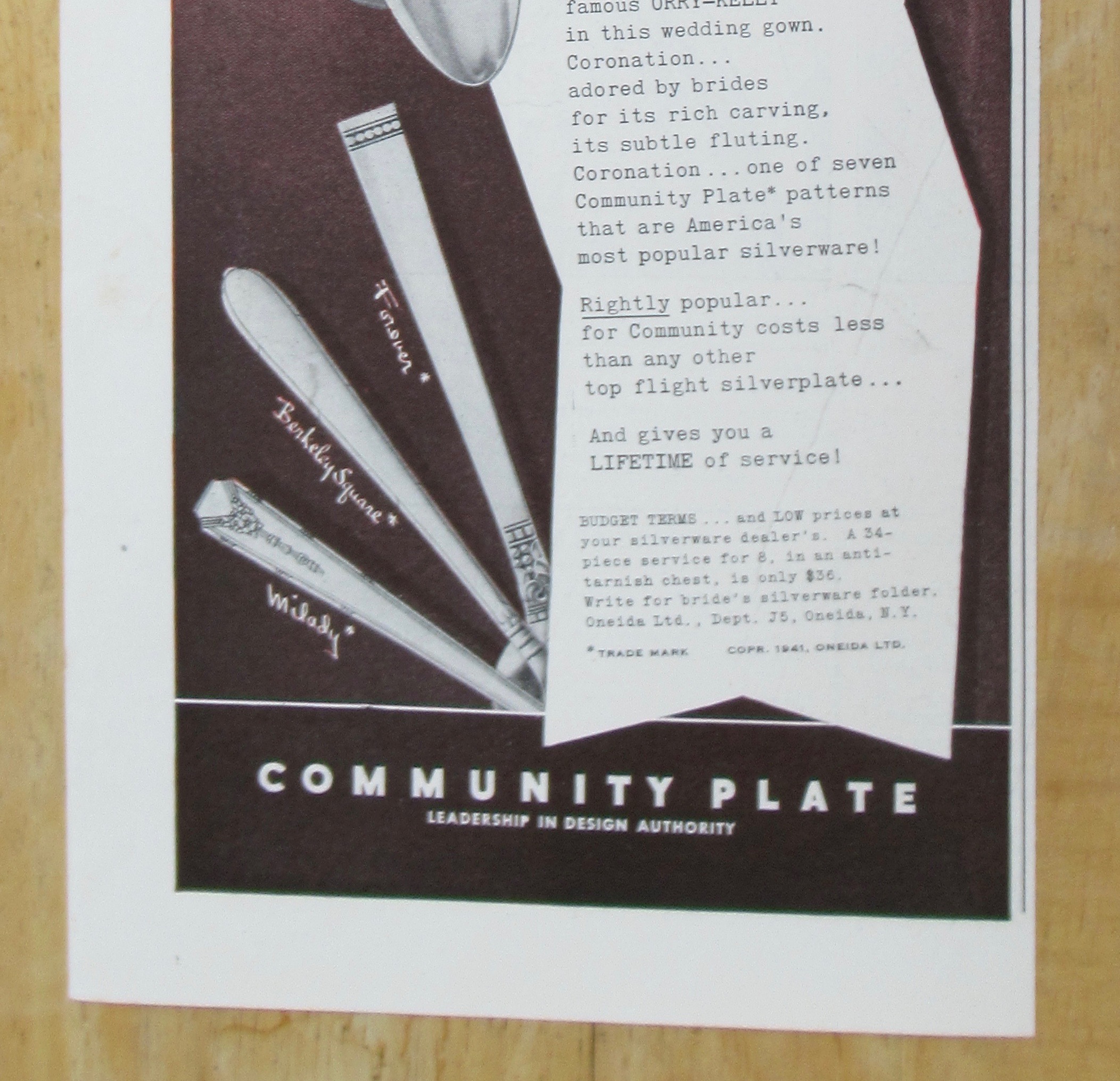 1941 Community Plate with Bride in Wedding Gown