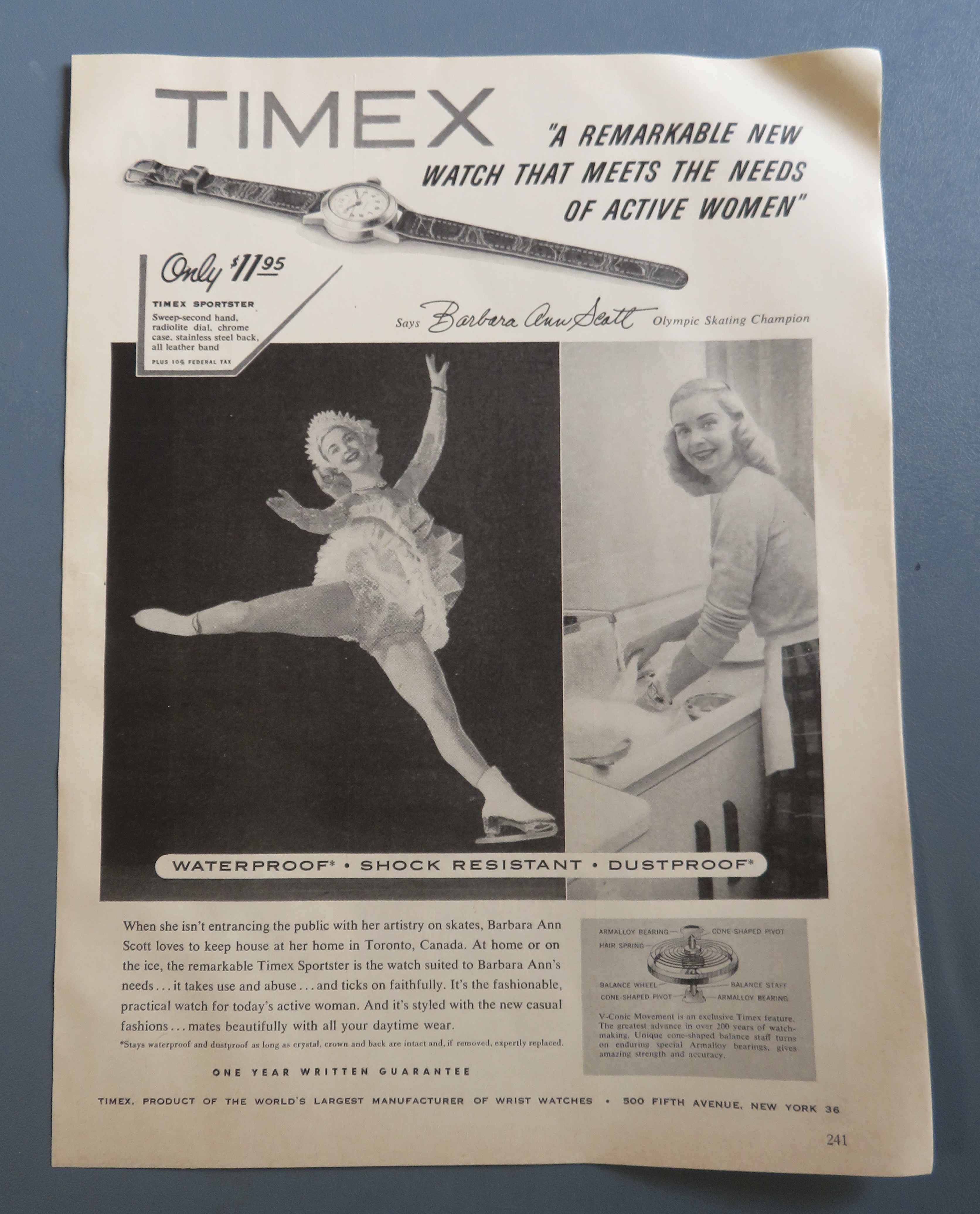 1954 Timex Watch with Skater Barbara Ann Scott