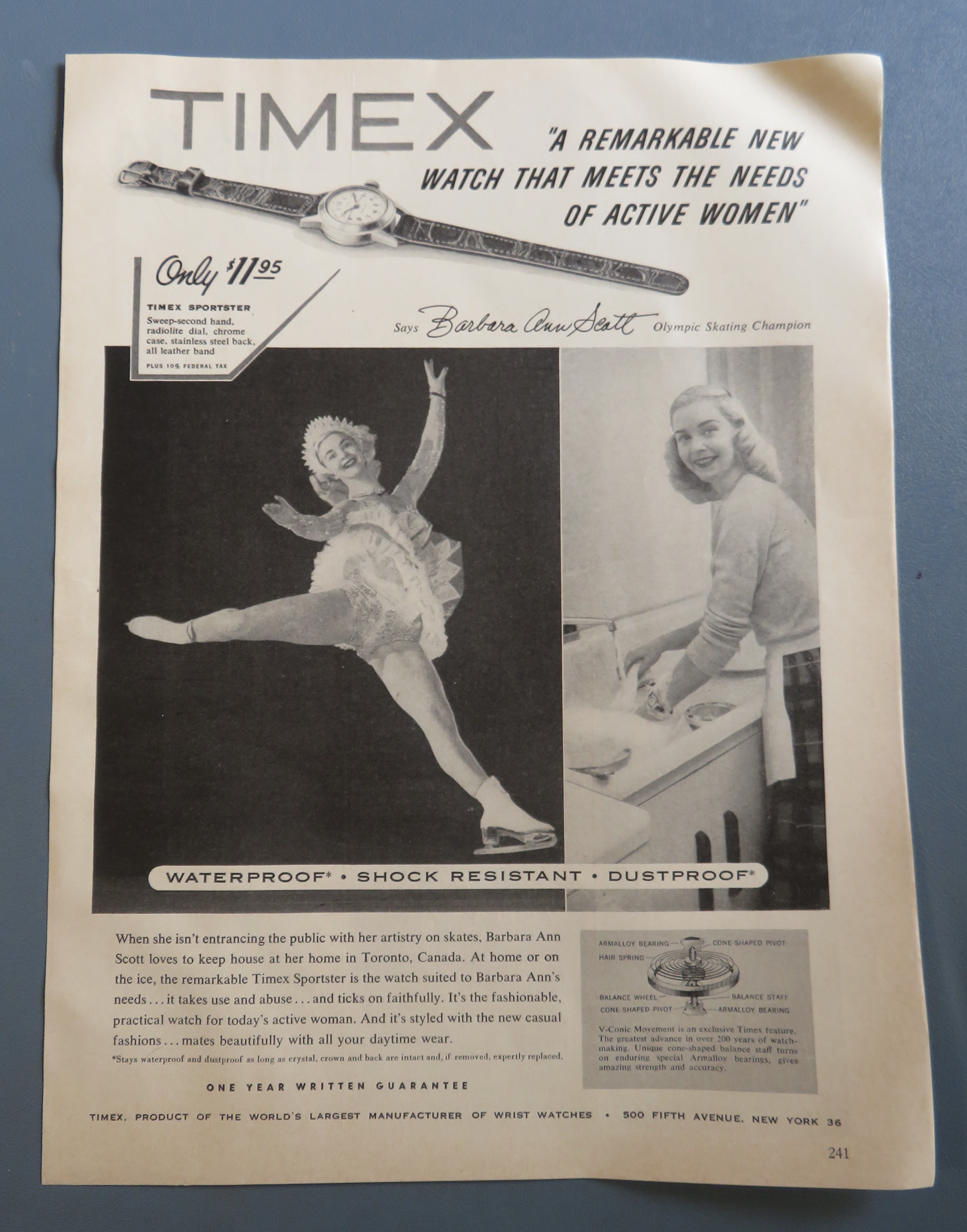 1954 Timex Watch with Skater Barbara Ann Scott