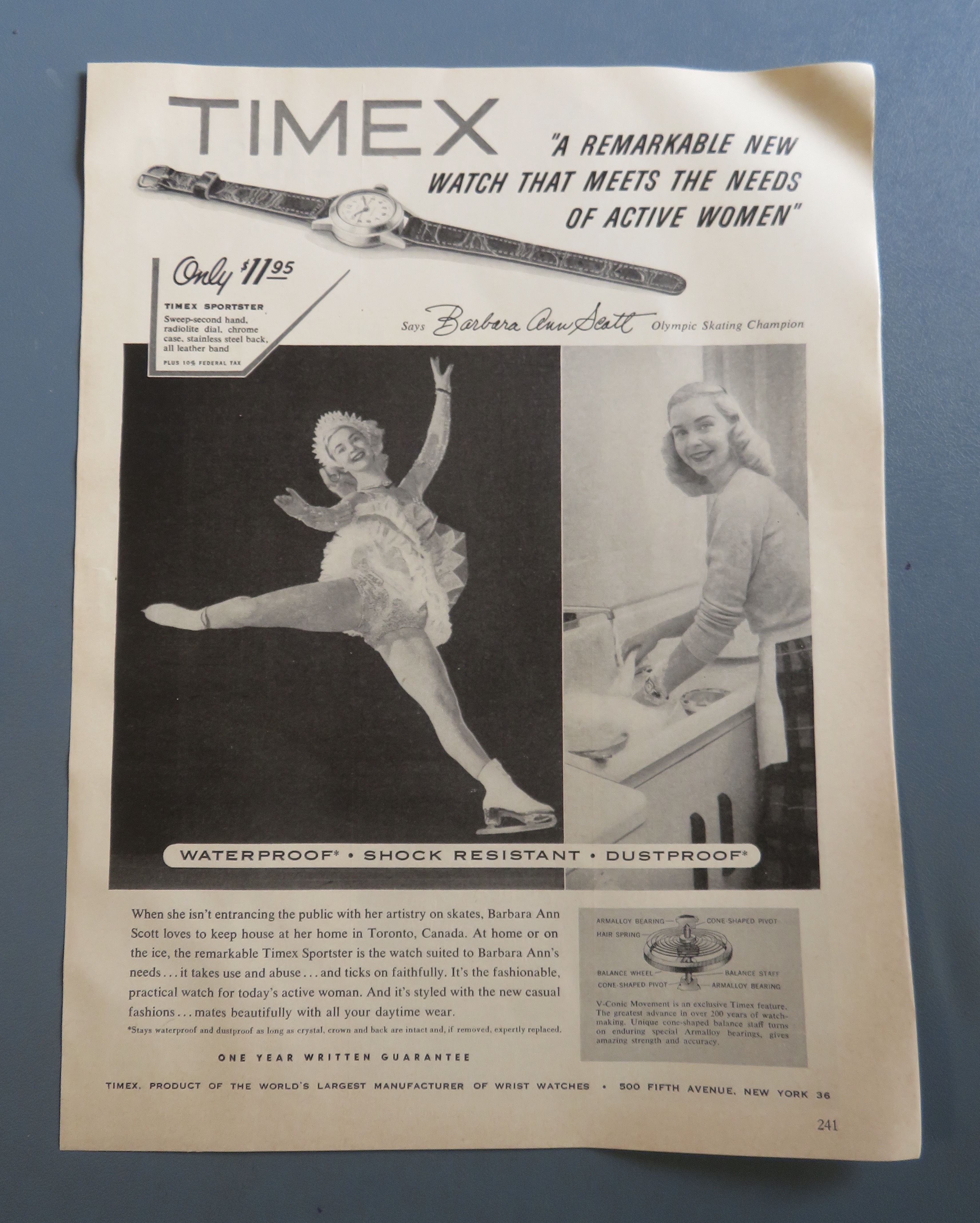 1954 Timex Watch with Skater Barbara Ann Scott