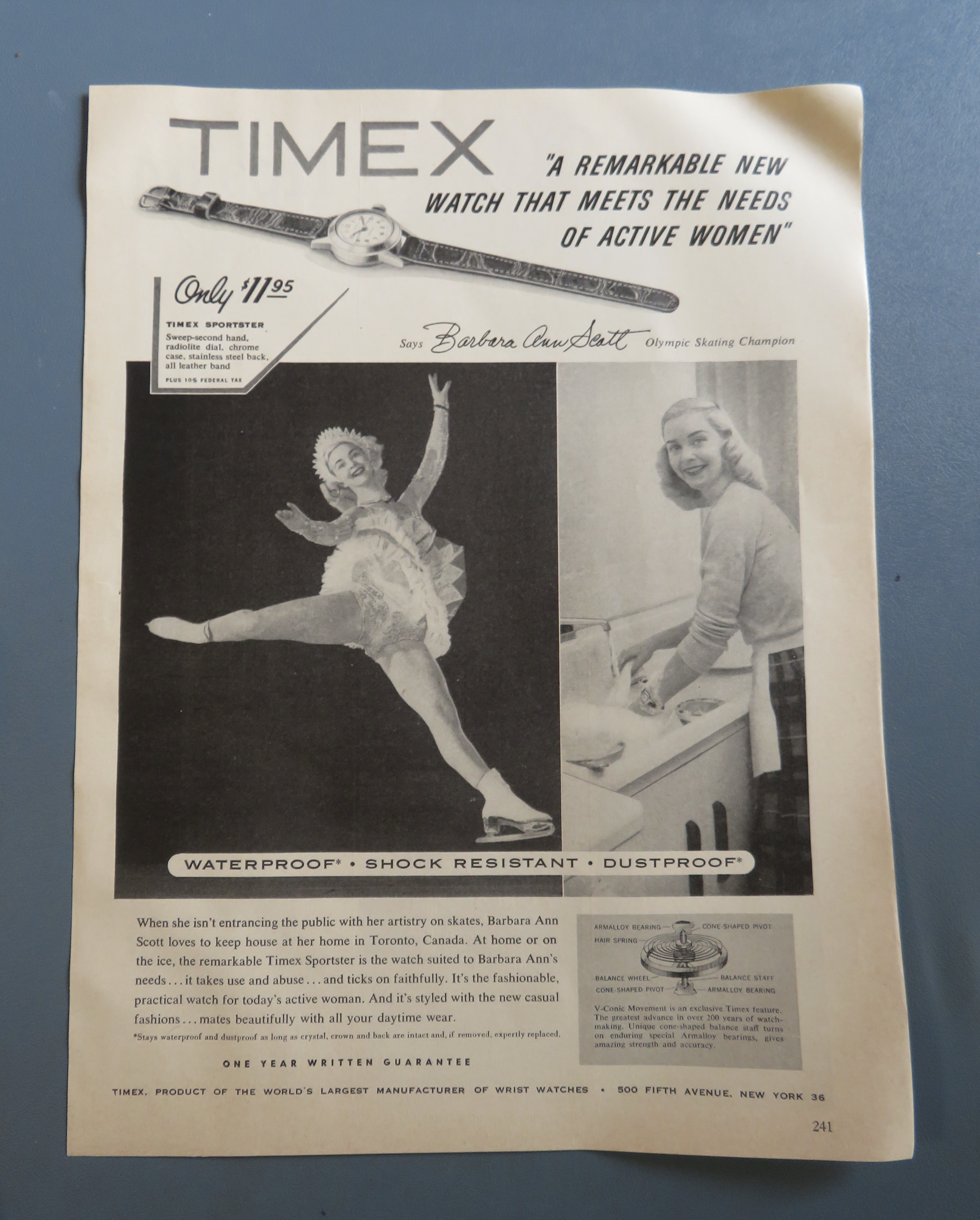 1954 Timex Watch with Skater Barbara Ann Scott
