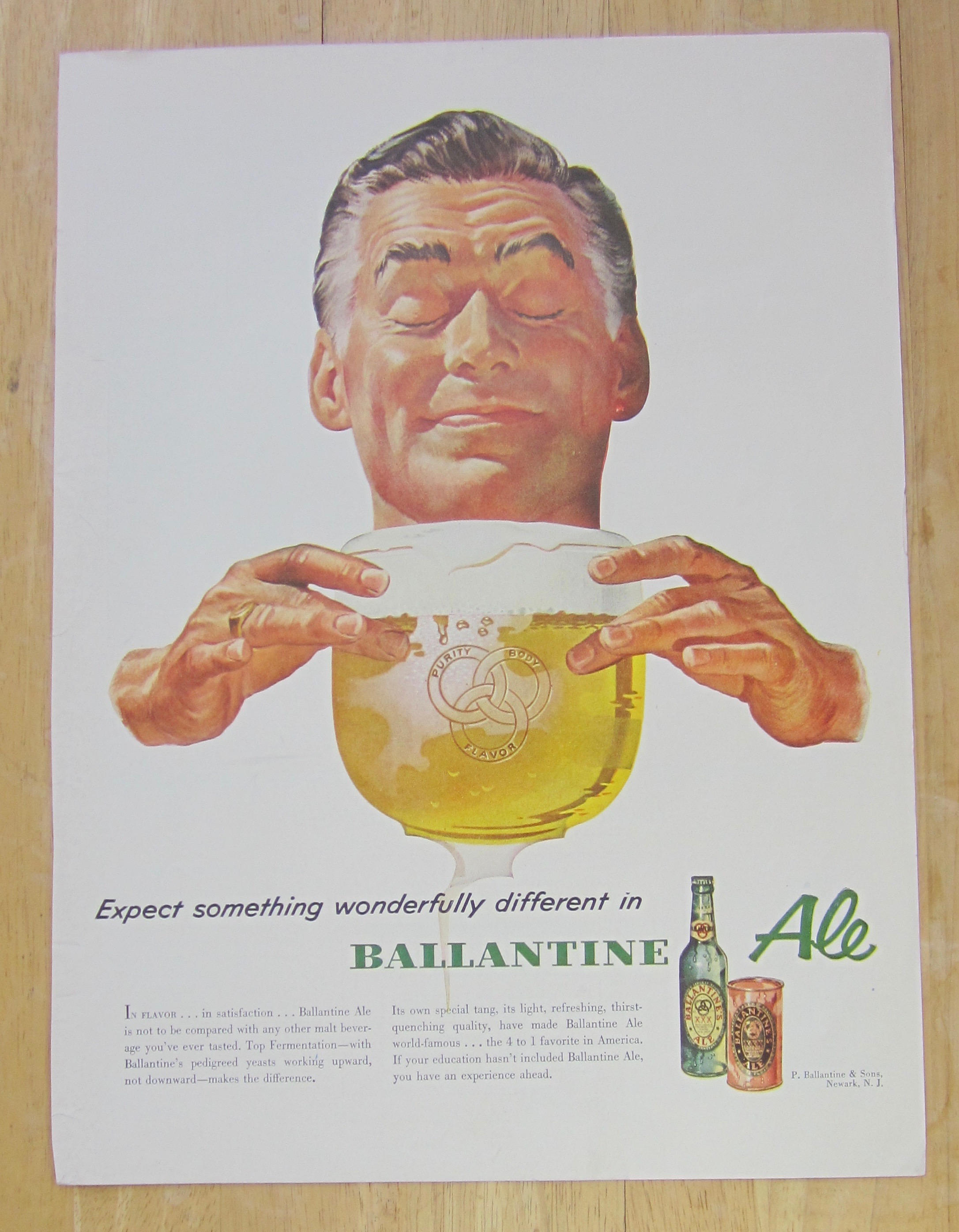 1953 Ballantine Ale with Man & Glass of Beer