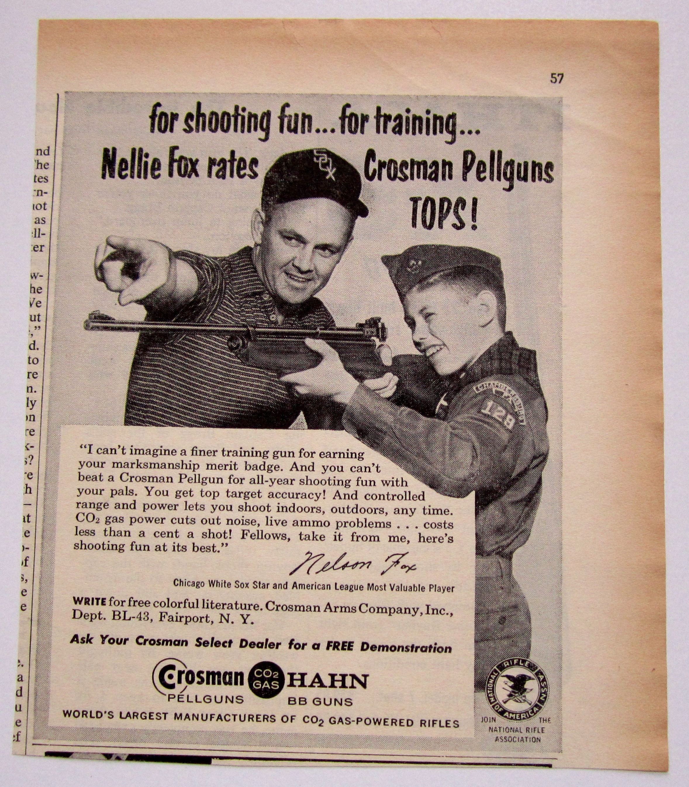 Vintage 1960 Crosman Hahn Pellguns With Nellie Fox