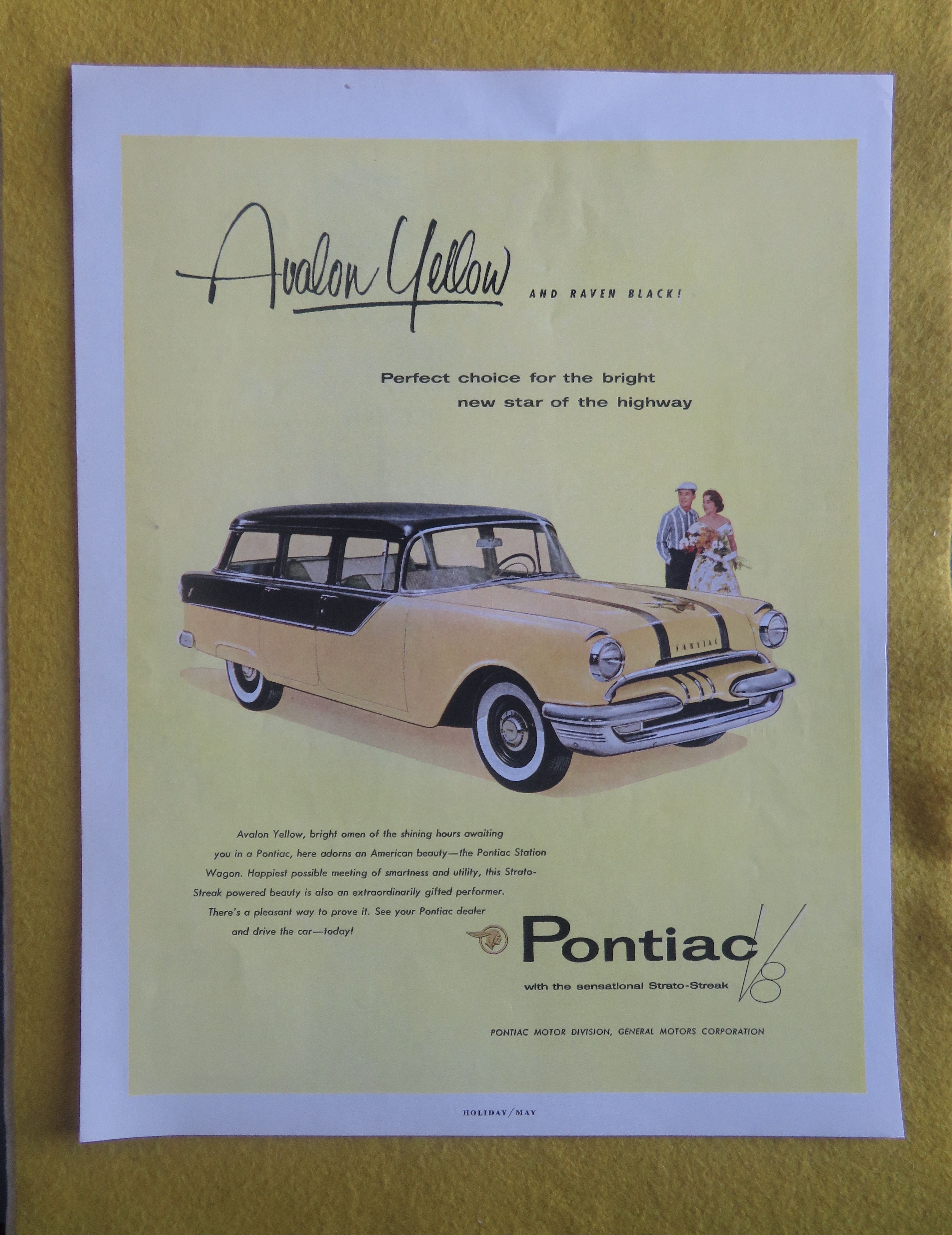 1955 Pontiac Automobile with Yellow Station Wagon