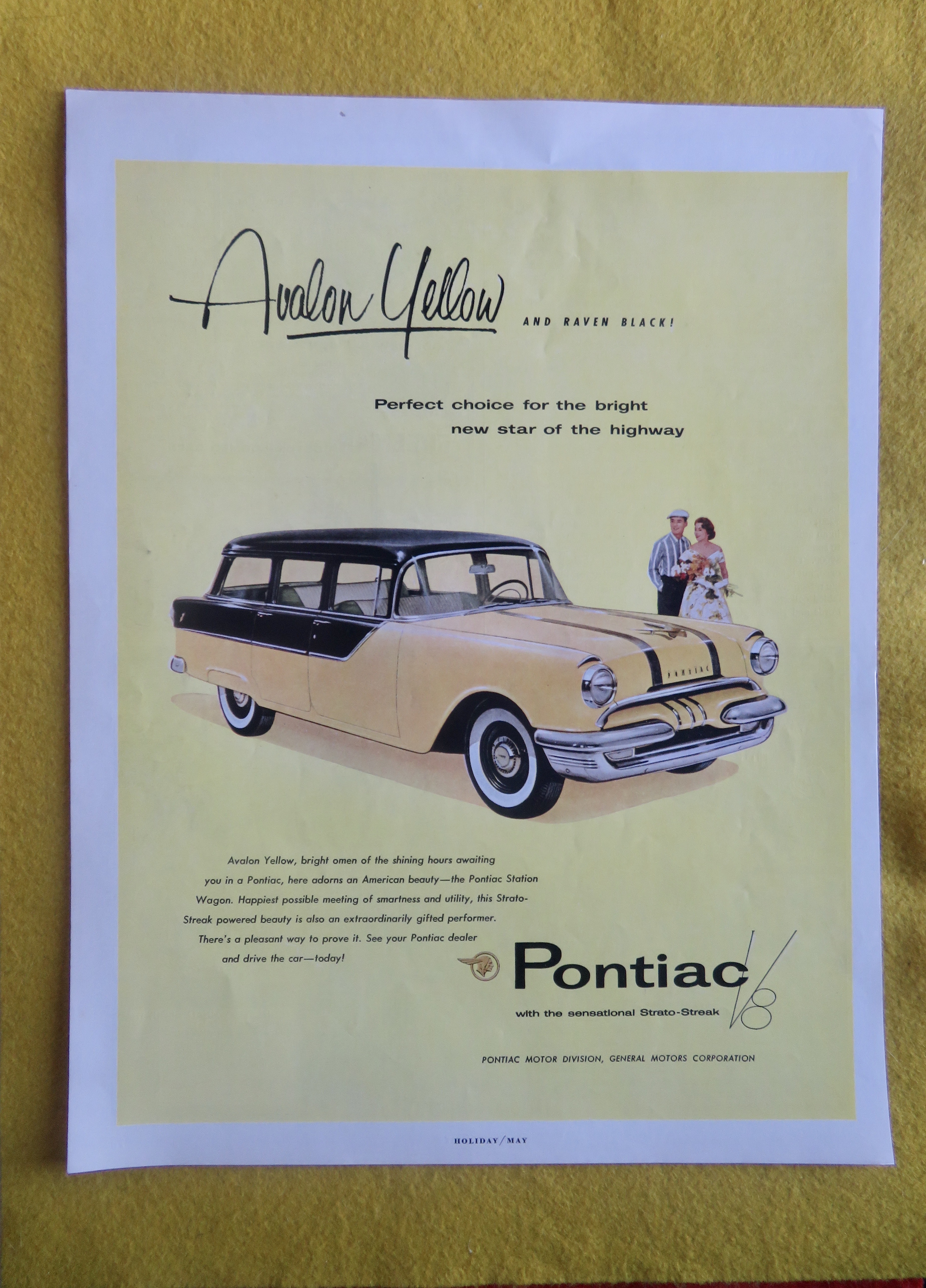 1955 Pontiac Automobile with Yellow Station Wagon