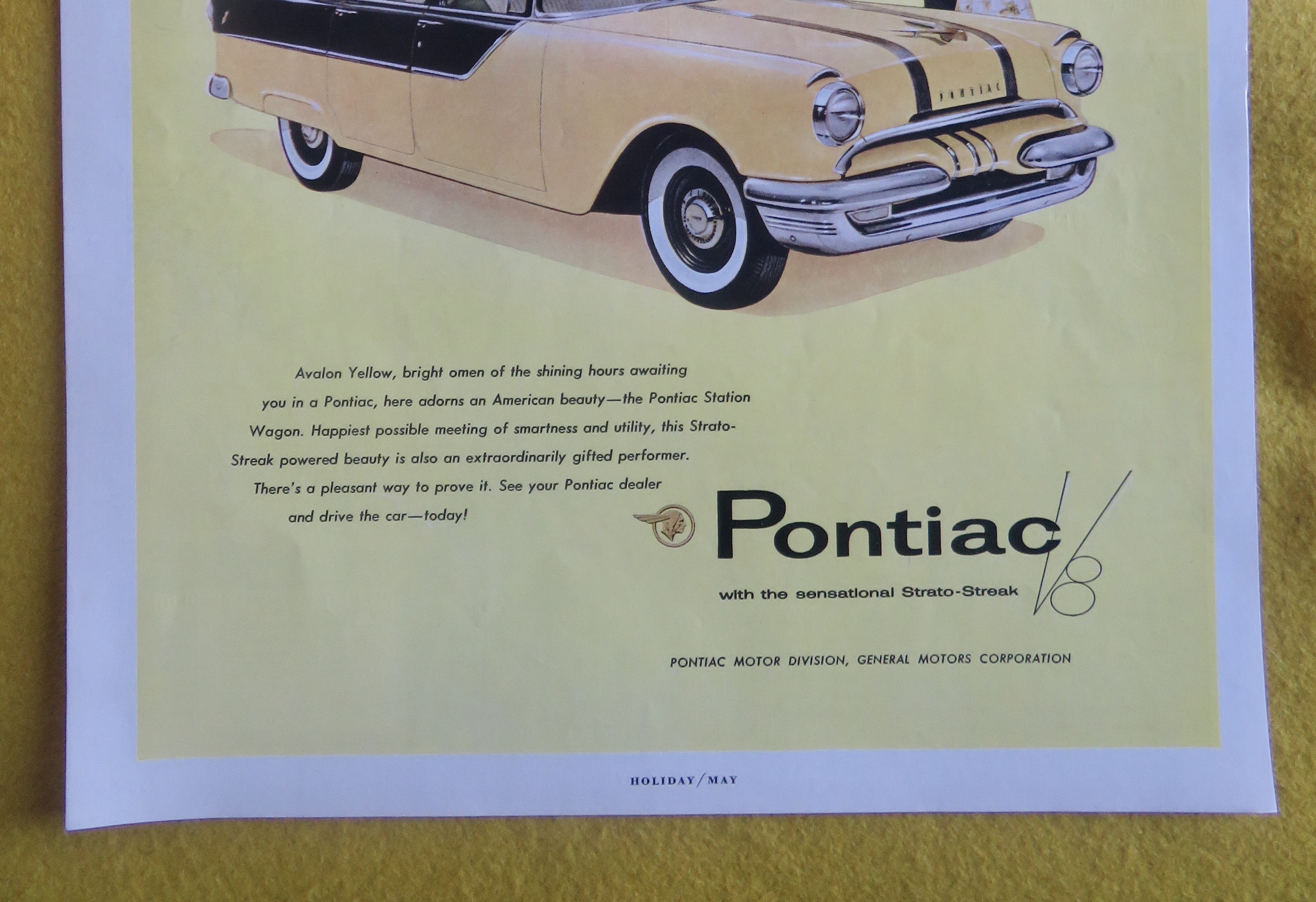 1955 Pontiac Automobile with Yellow Station Wagon