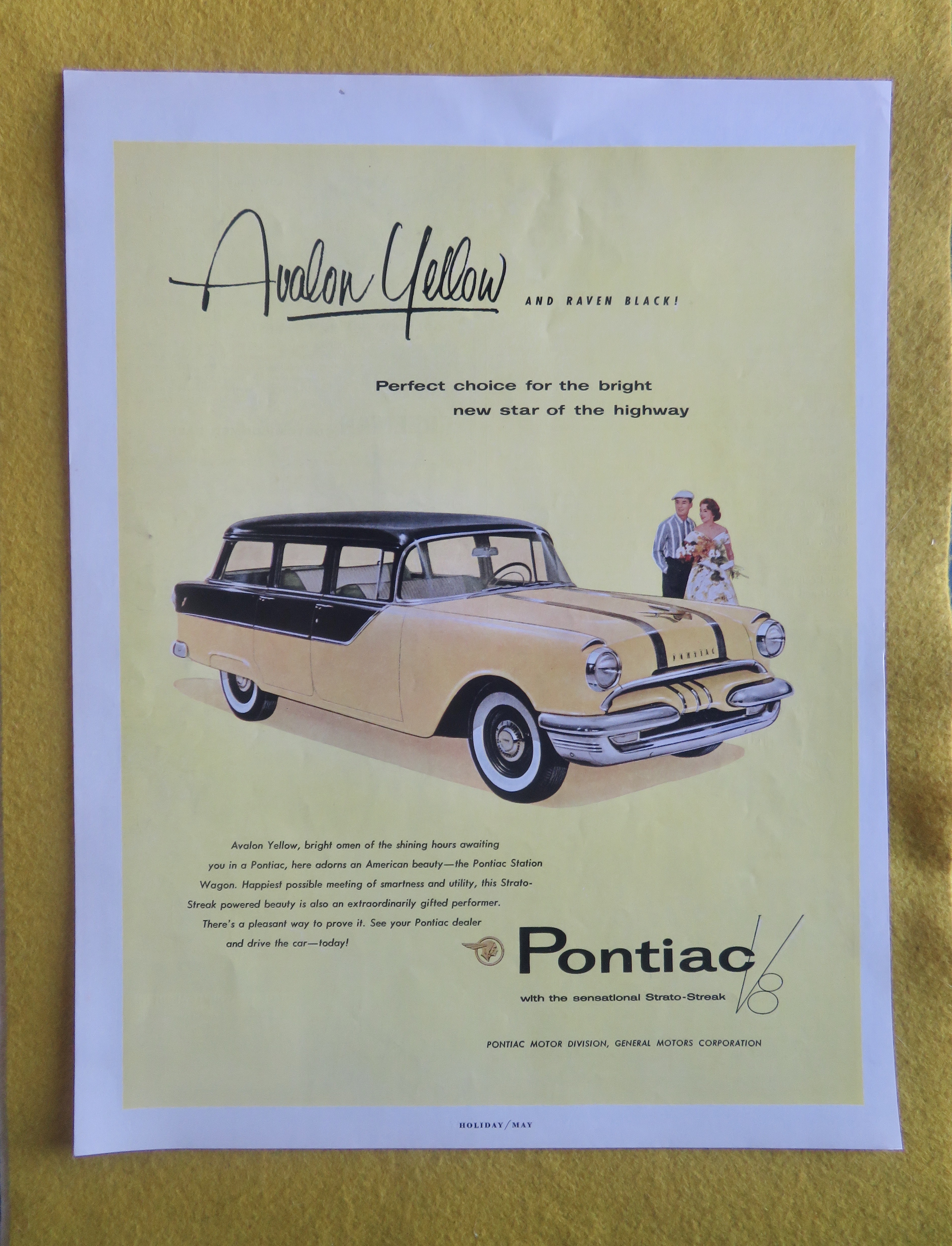1955 Pontiac Automobile with Yellow Station Wagon