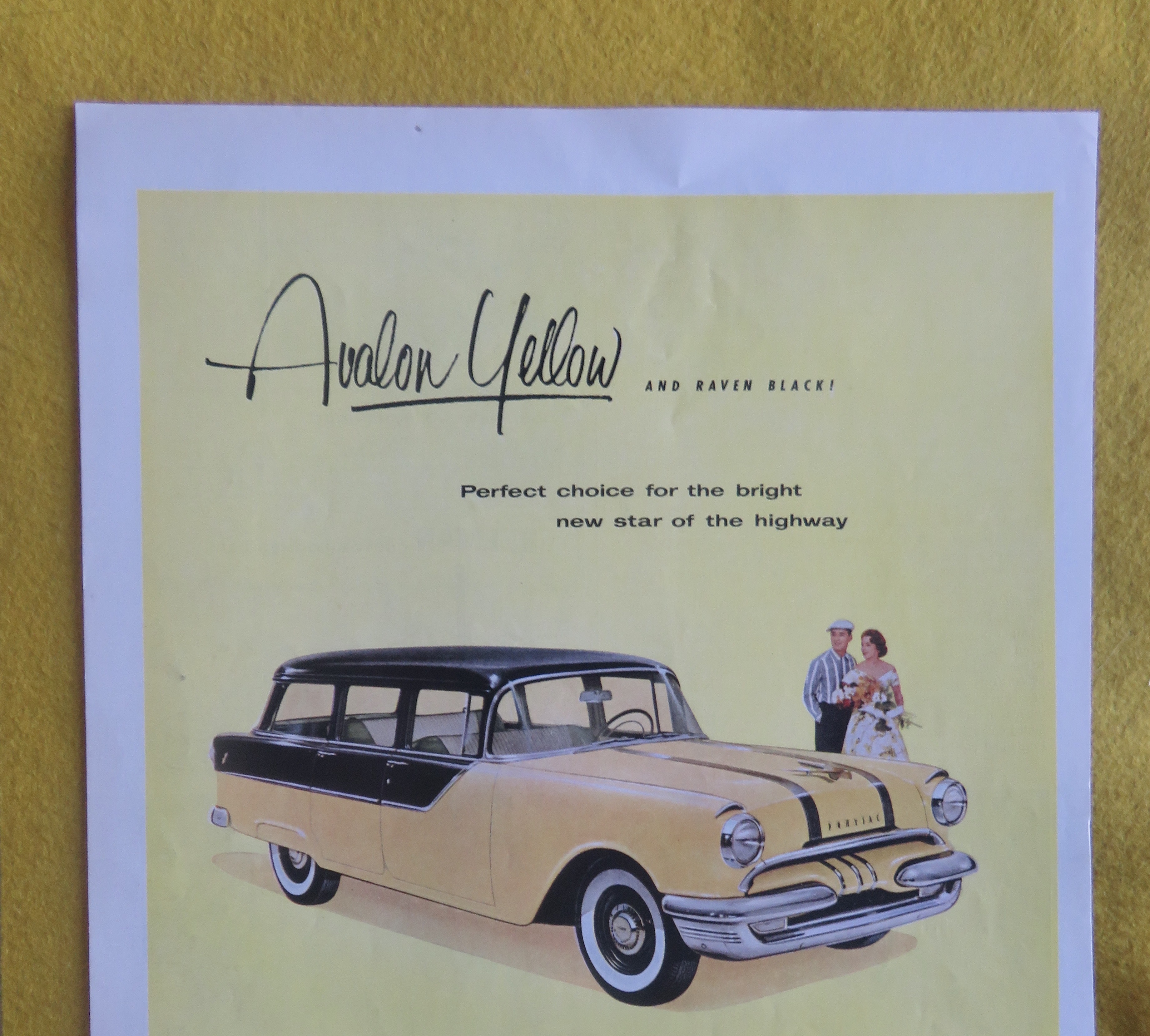 1955 Pontiac Automobile with Yellow Station Wagon