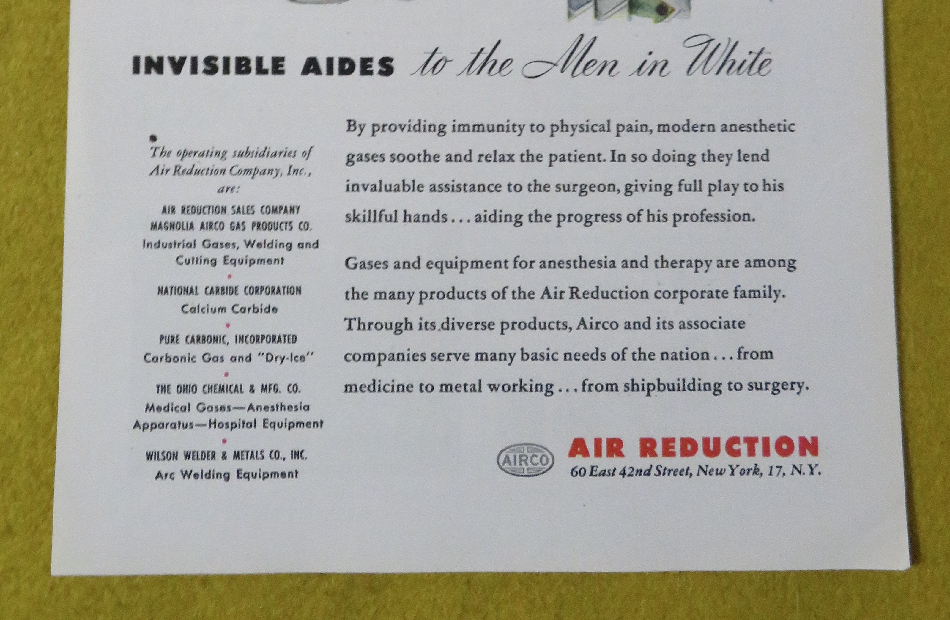 1945 Air Reduction with The Invisible Aides In White