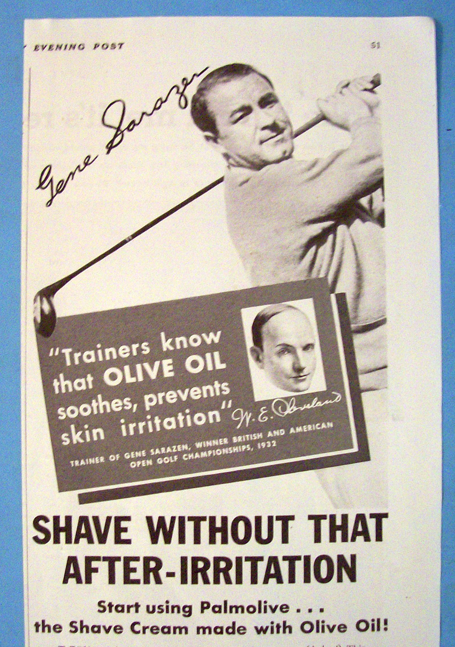 Vintage Ad: 1934 Palmolive Shave Cream w/ Gene Sarazen