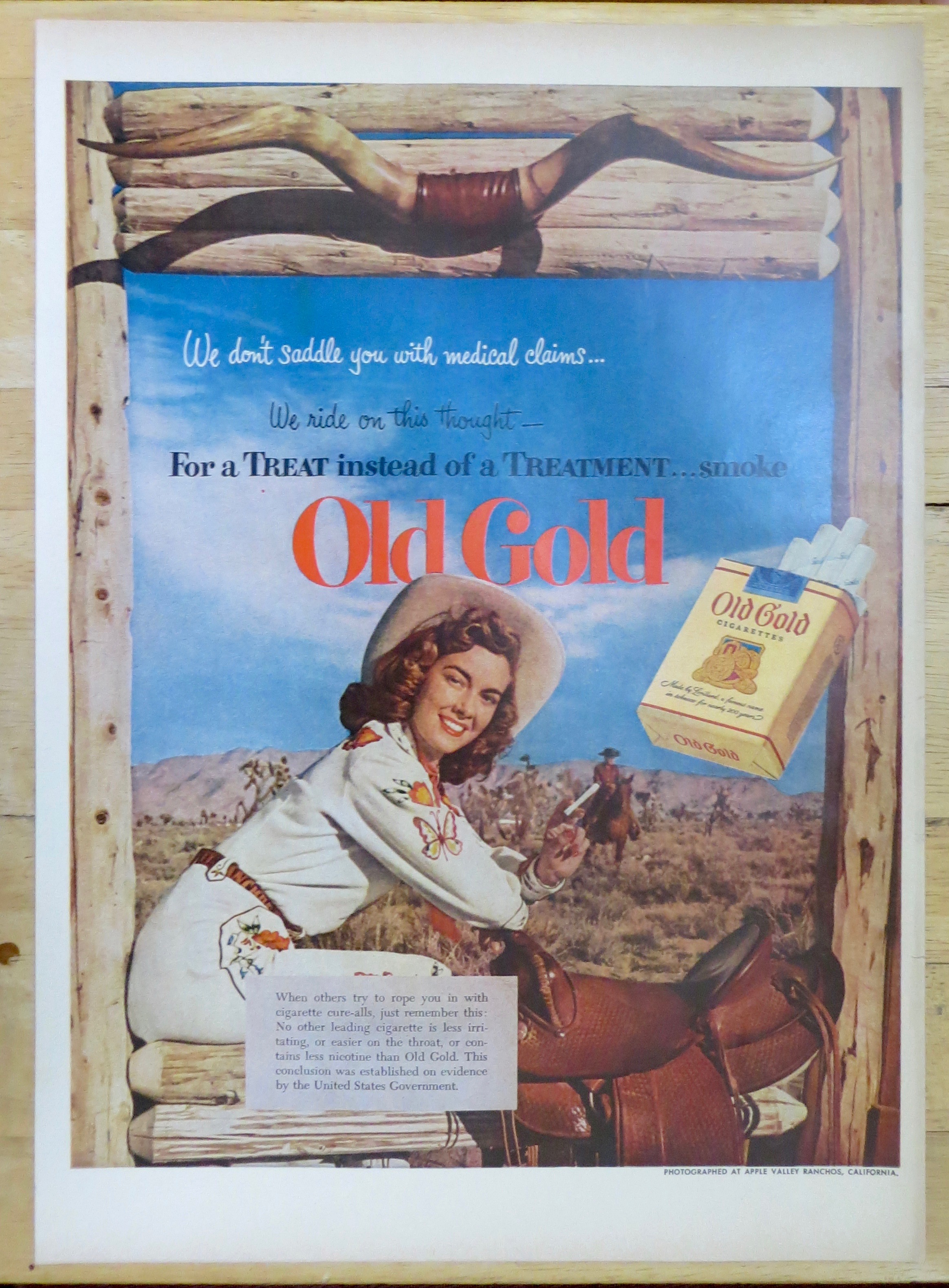 1952 Old Gold Cigarettes w/ Woman Sitting on a Fence