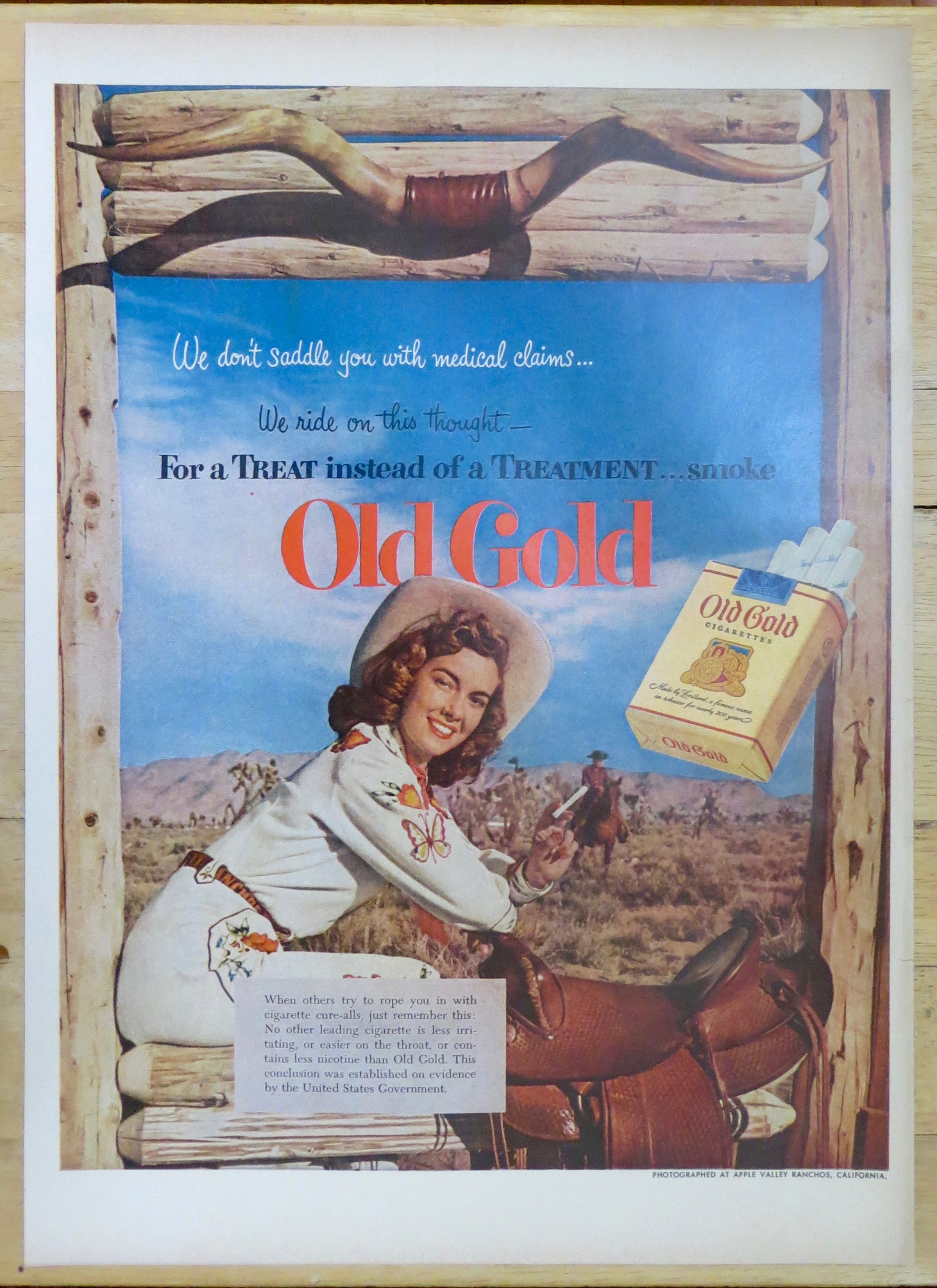 1952 Old Gold Cigarettes w/ Woman Sitting on a Fence