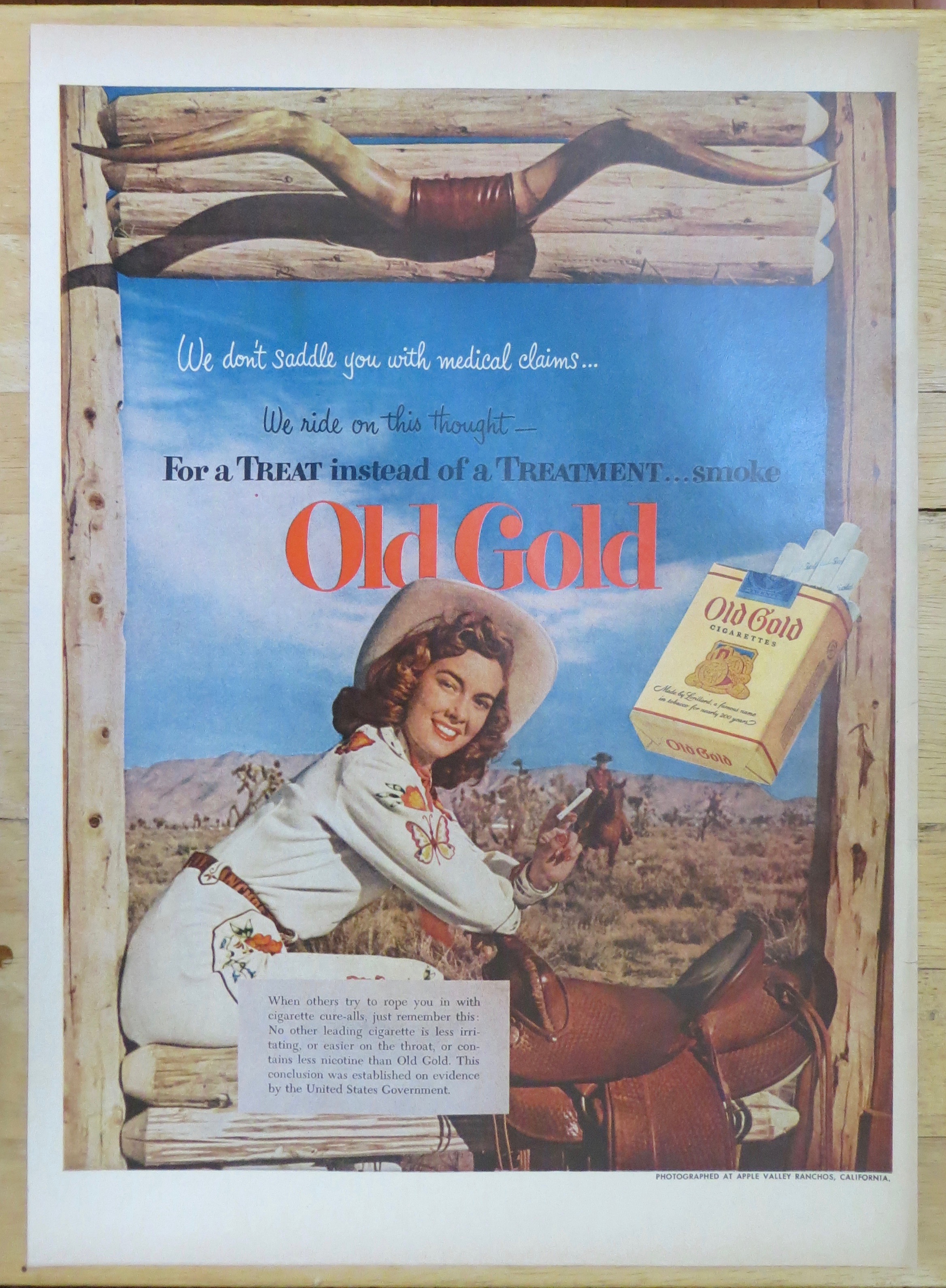 1952 Old Gold Cigarettes w/ Woman Sitting on a Fence